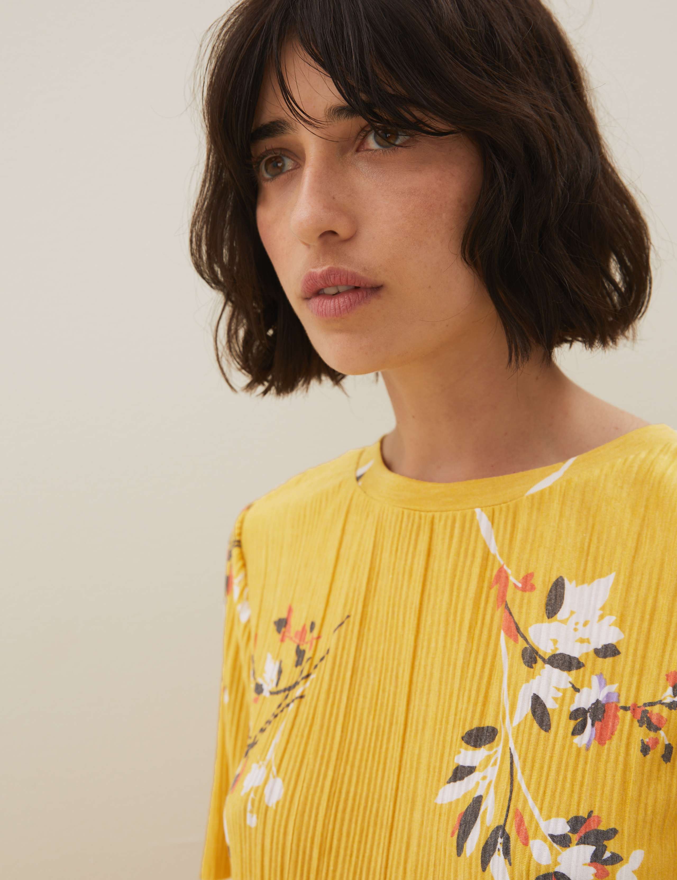 Jersey Floral Plisse Short Sleeve Top 4 of 5
