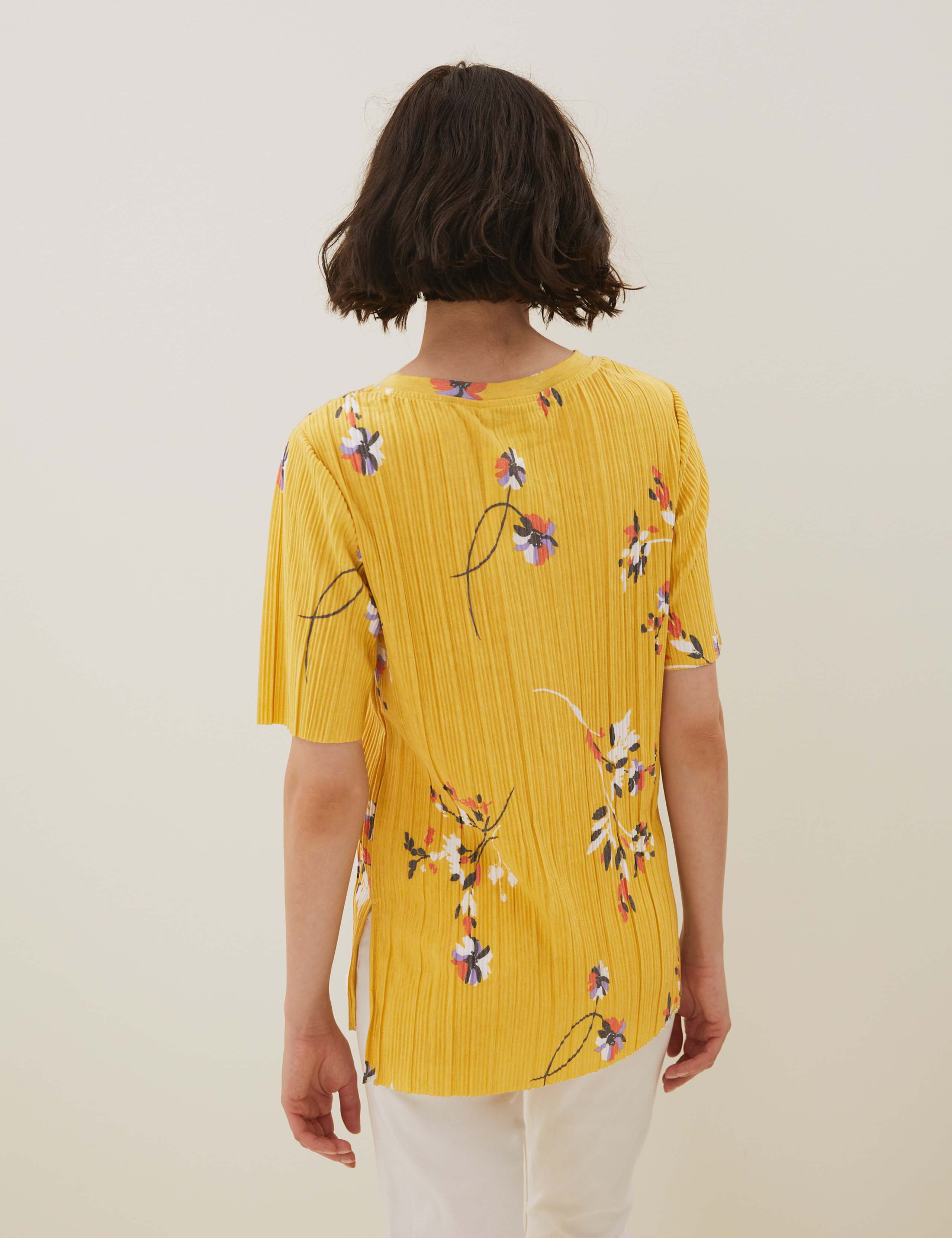 Jersey Floral Plisse Short Sleeve Top 5 of 5
