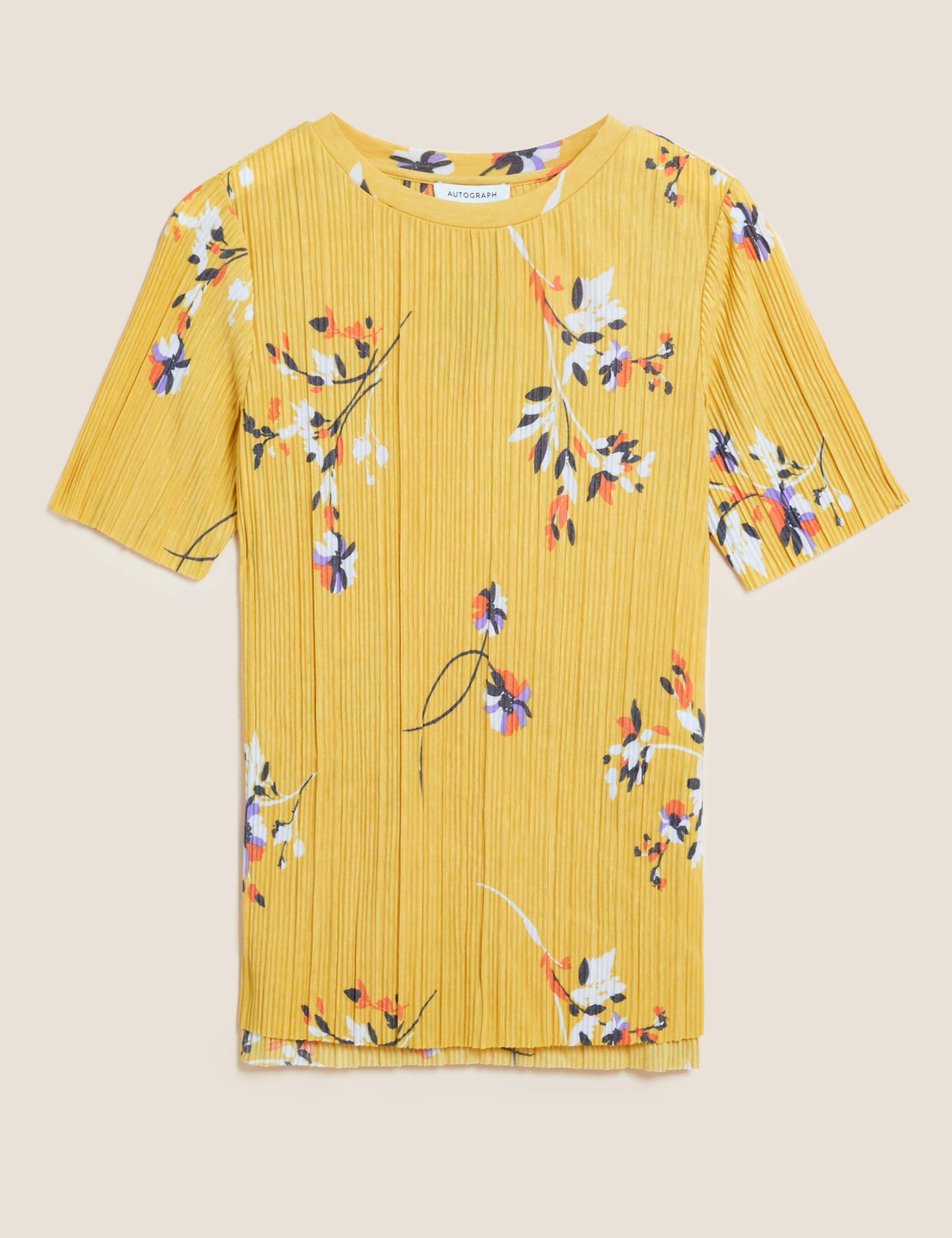 Jersey Floral Plisse Short Sleeve Top 2 of 5