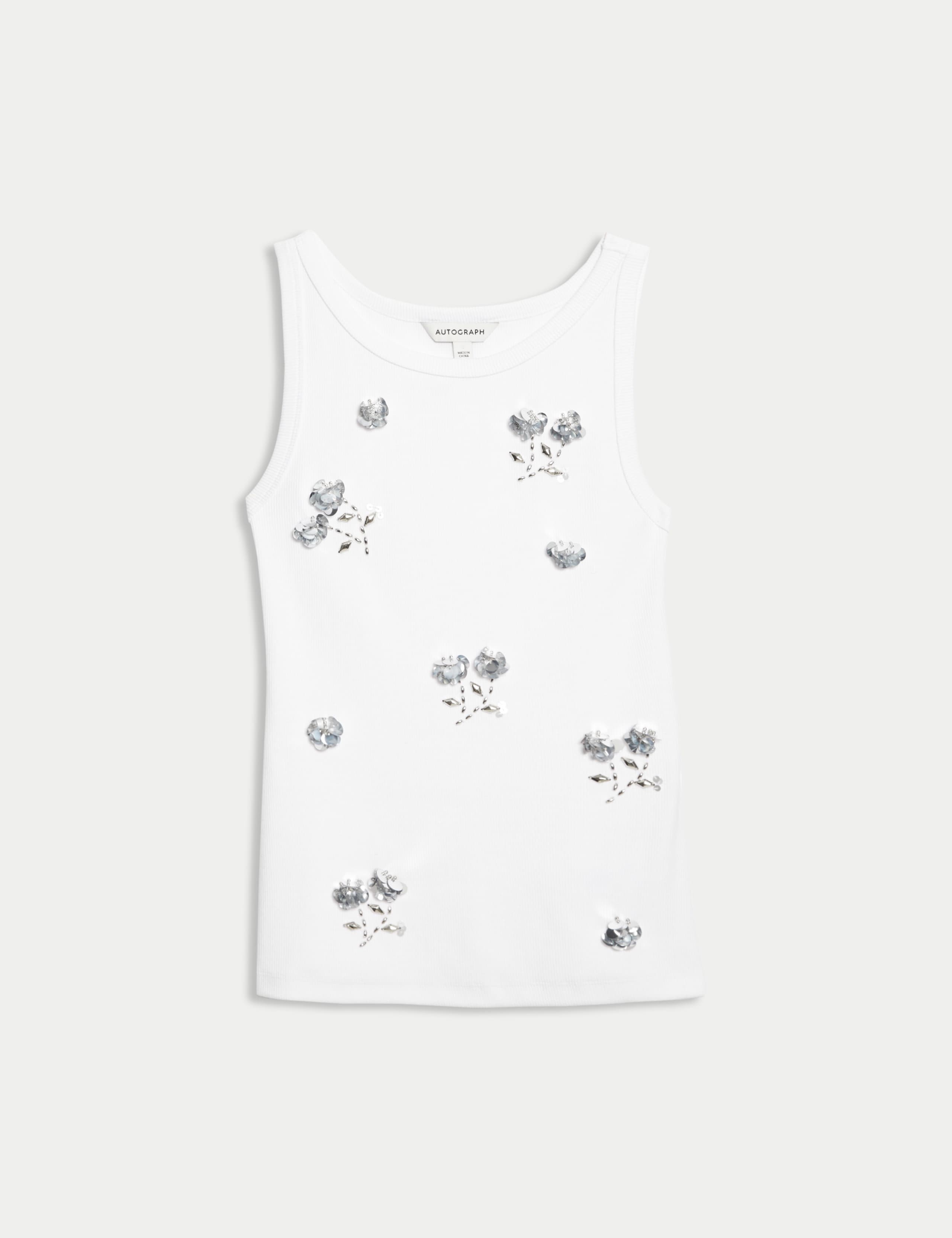 Cotton Rich Floral Embellished Vest 2 of 8