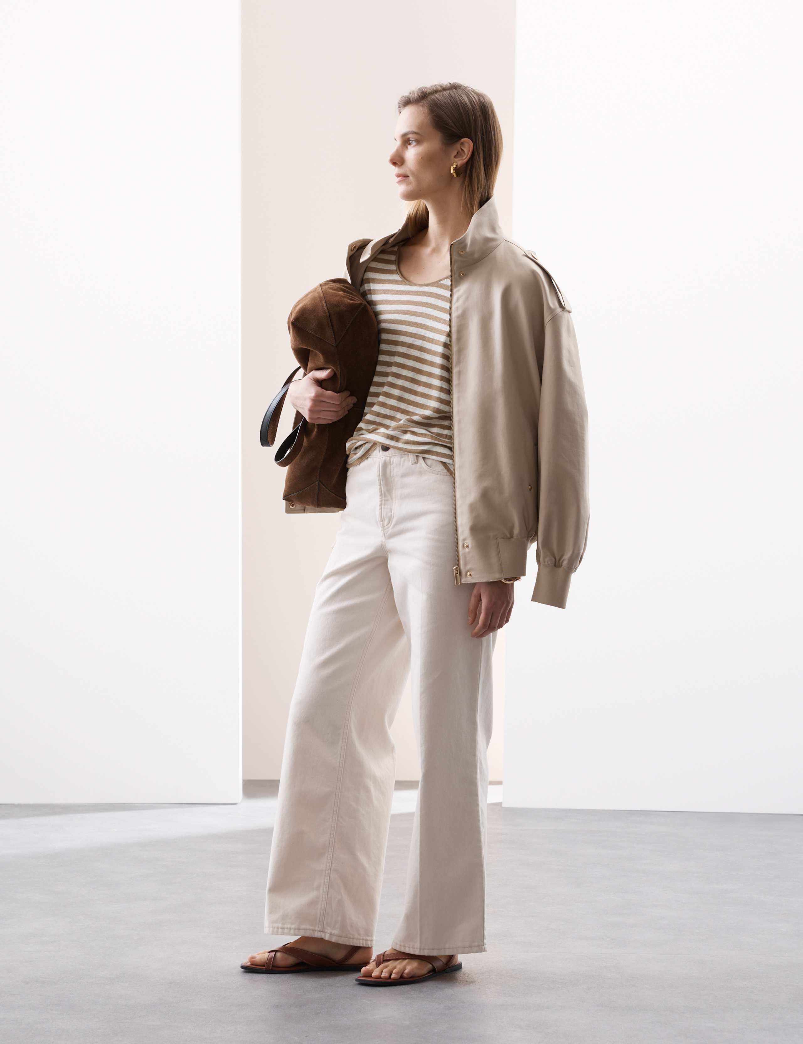 Pure Linen Striped Cap Sleeve T-shirt 1 of 6