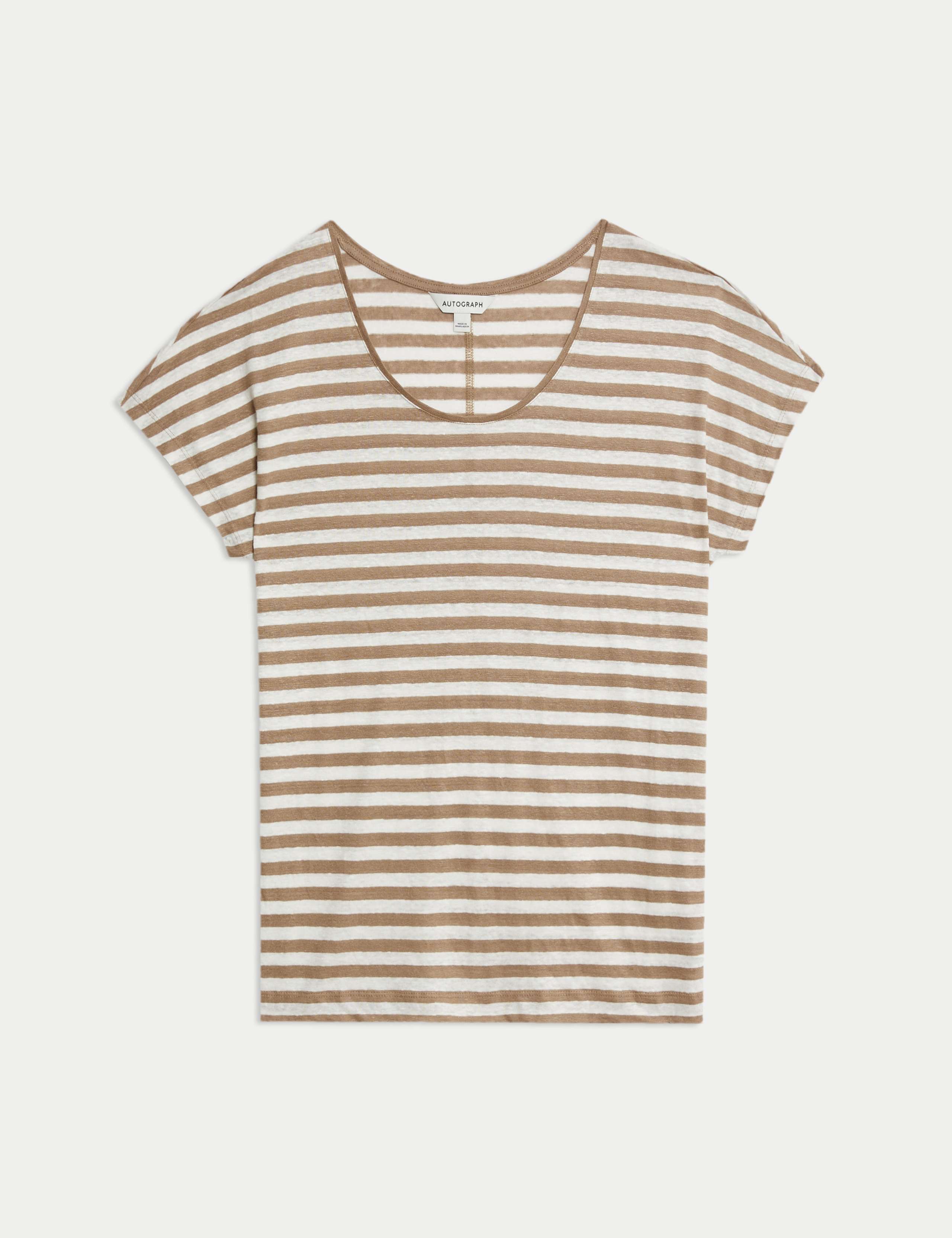 Pure Linen Striped Cap Sleeve T-shirt 2 of 6