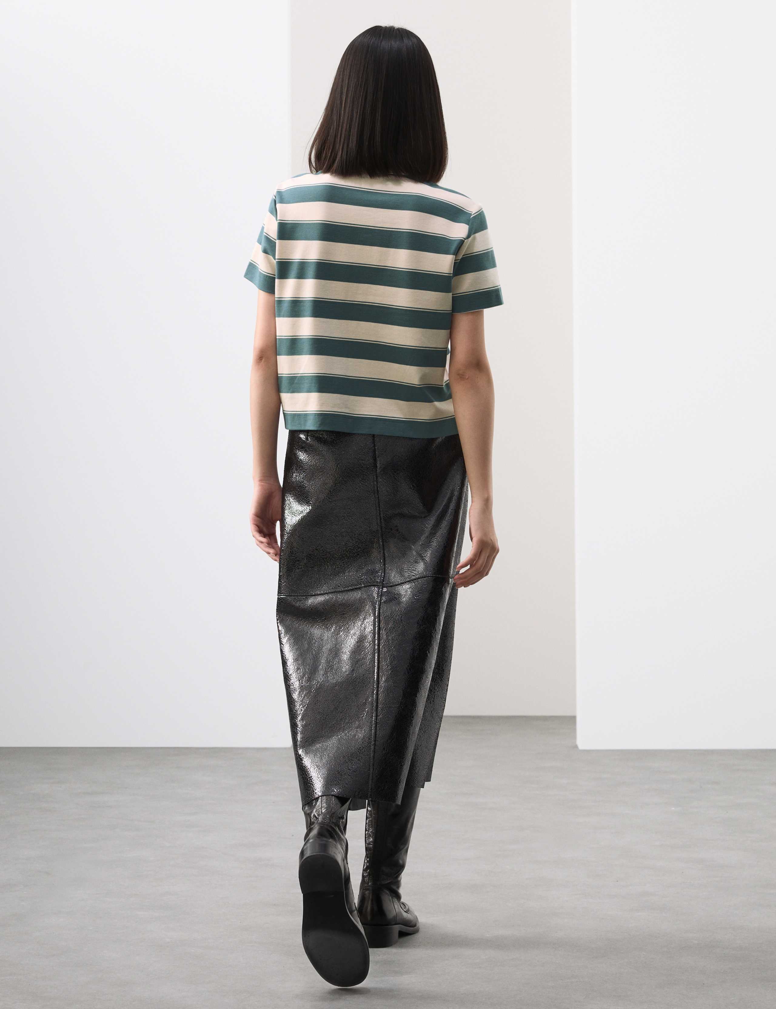 Jersey Striped Cropped Polo Top 4 of 5