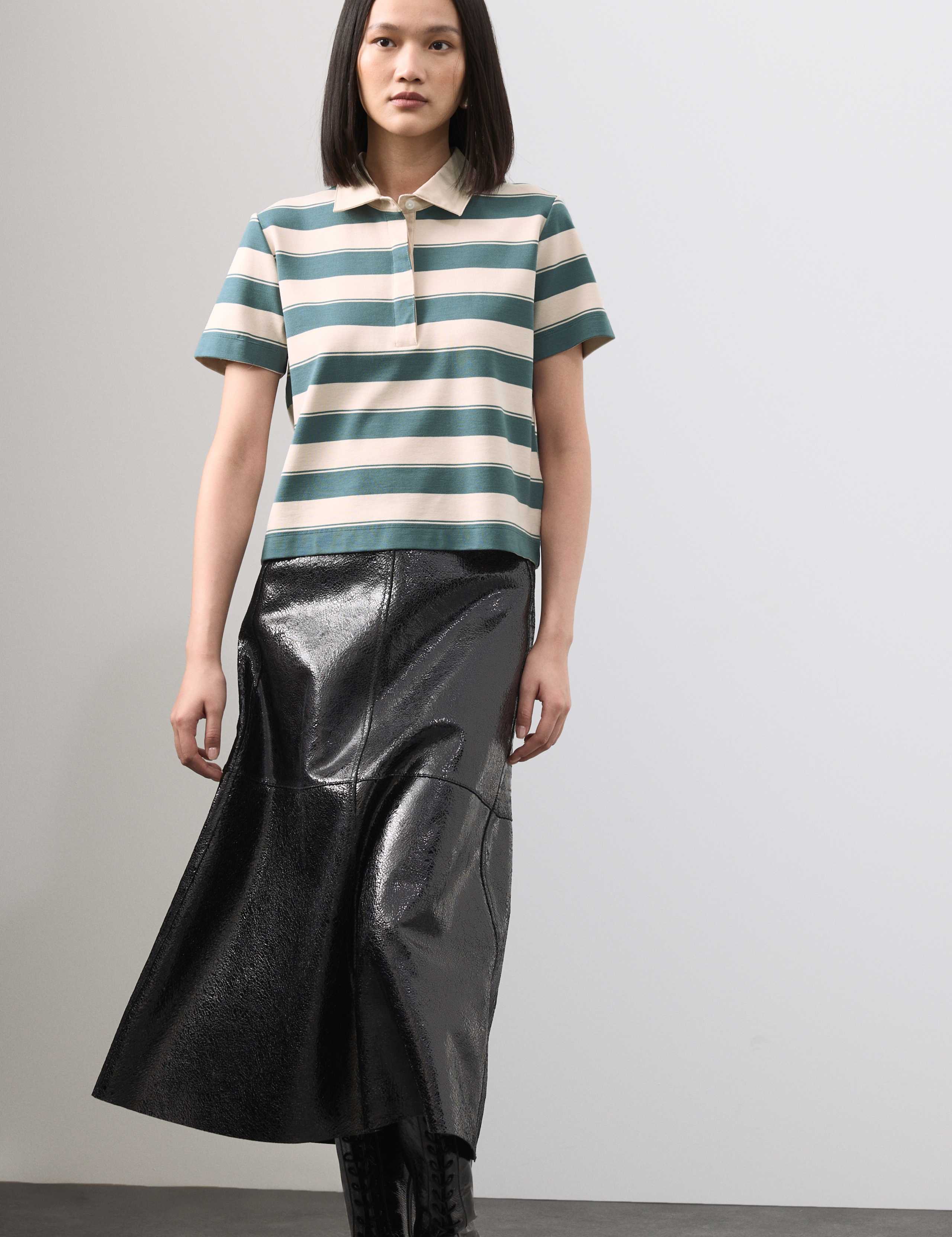 Jersey Striped Cropped Polo Top 5 of 5