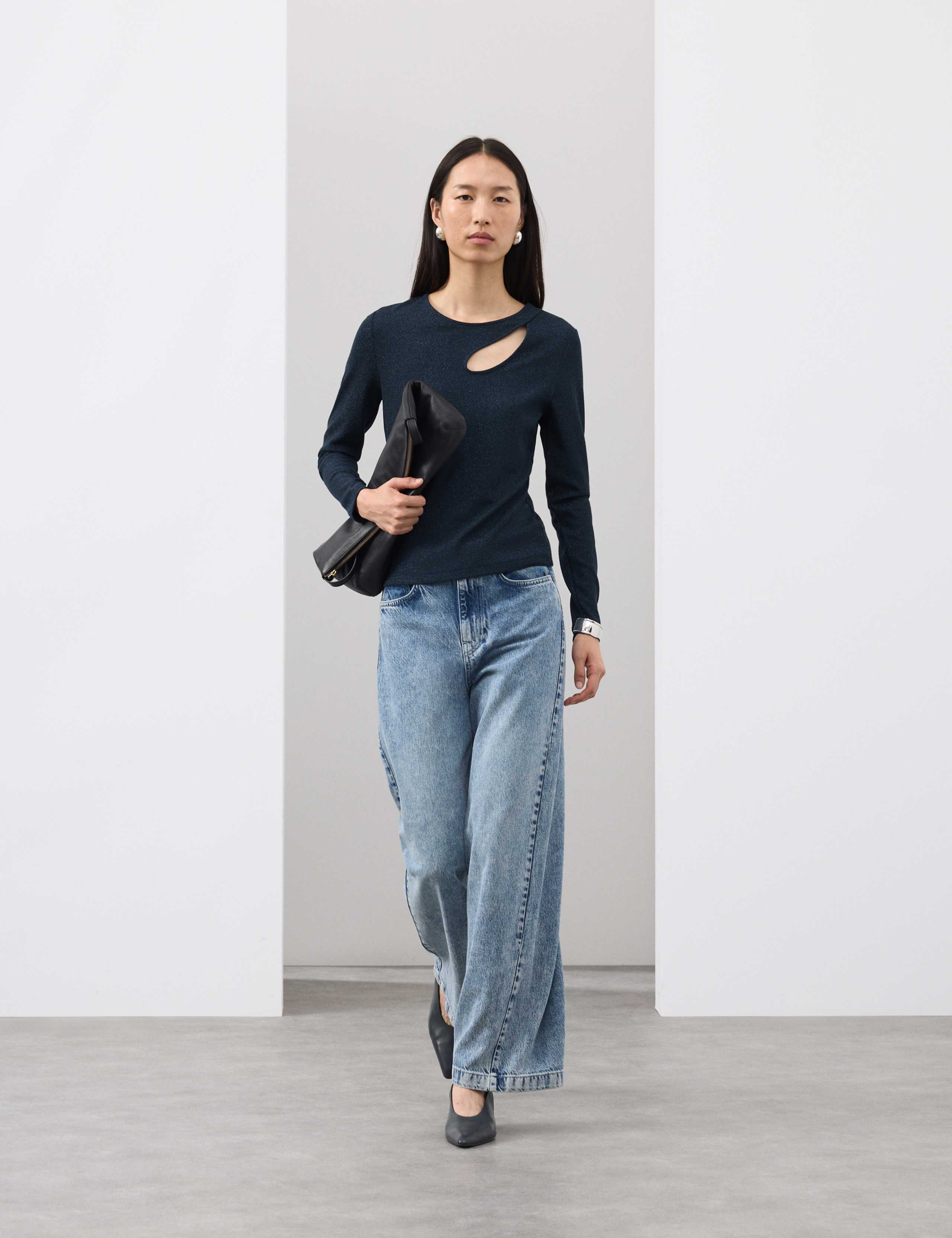 Jersey Sparkly Cut Out Top 3 of 6