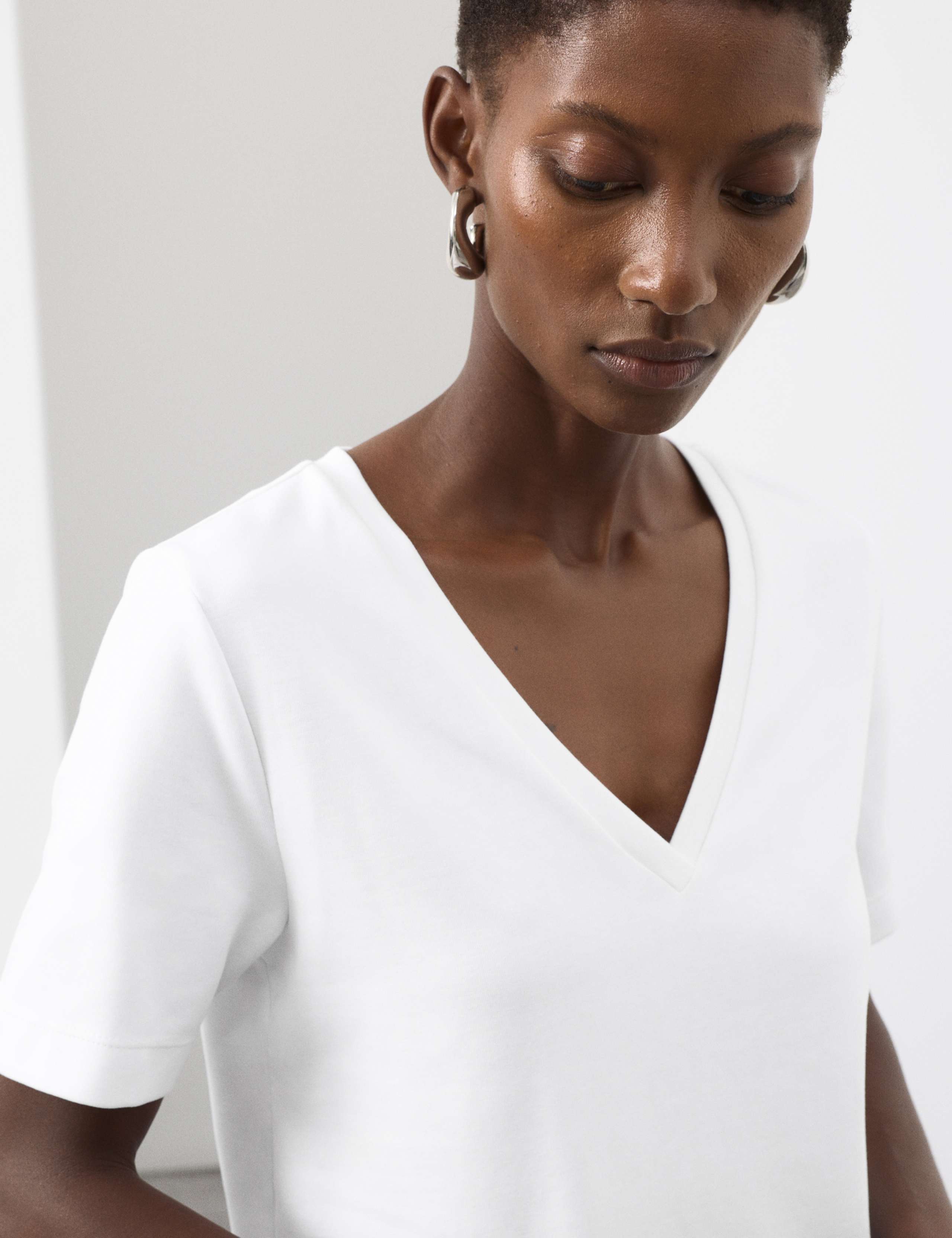 Cotton Rich V-Neck T-Shirt 1 of 2