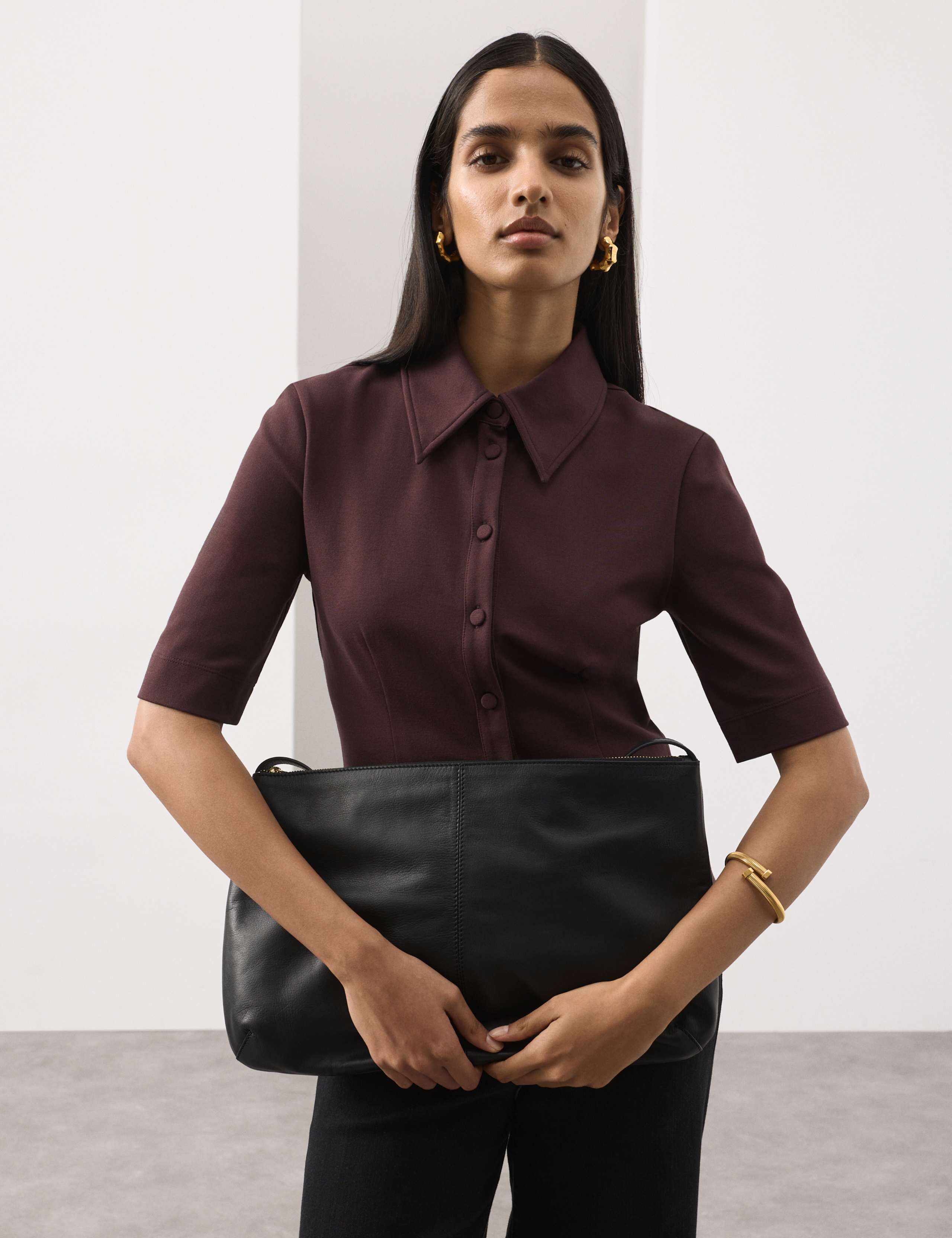 Jersey Fitted Polo Top 1 of 7