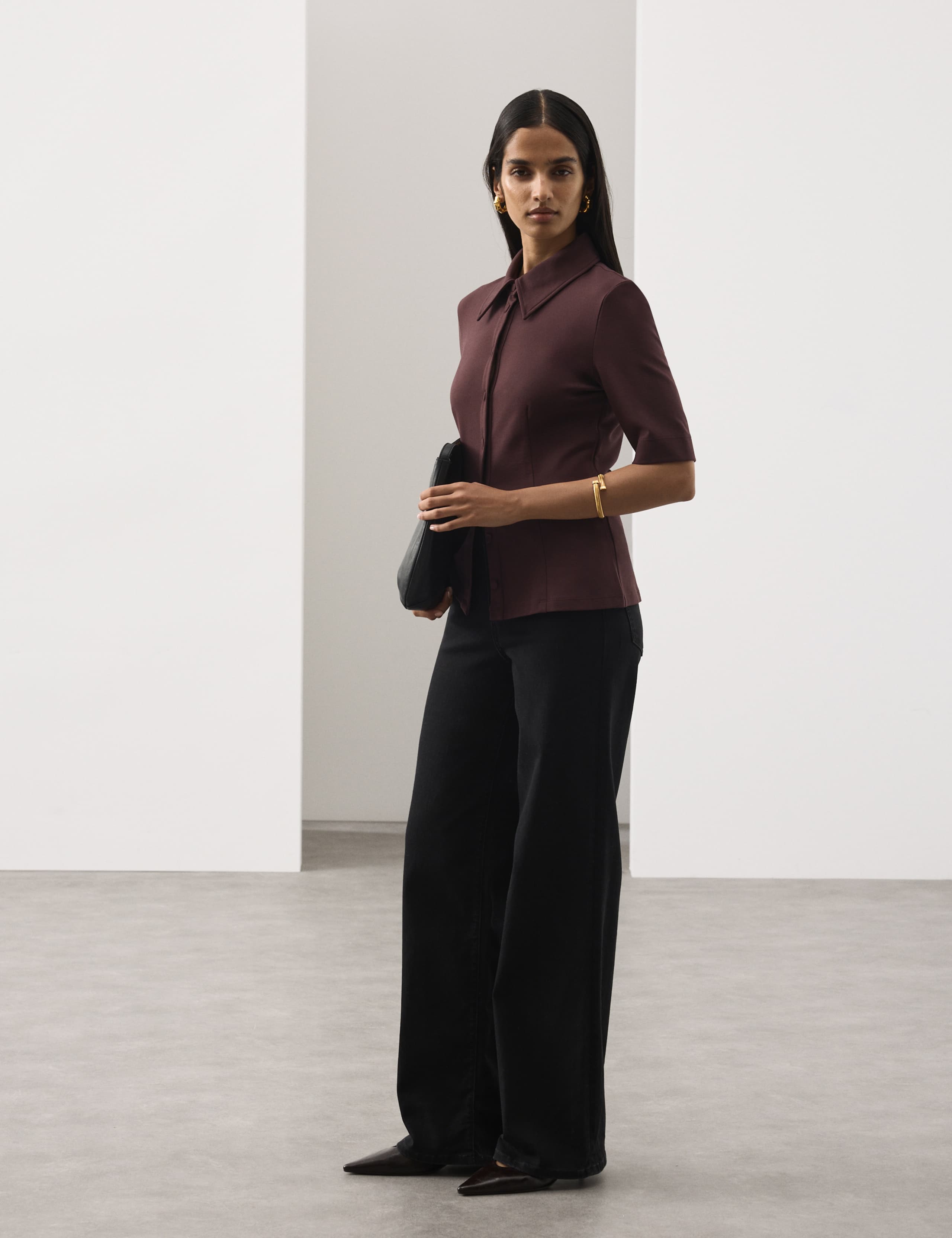 Jersey Fitted Polo Top 3 of 7