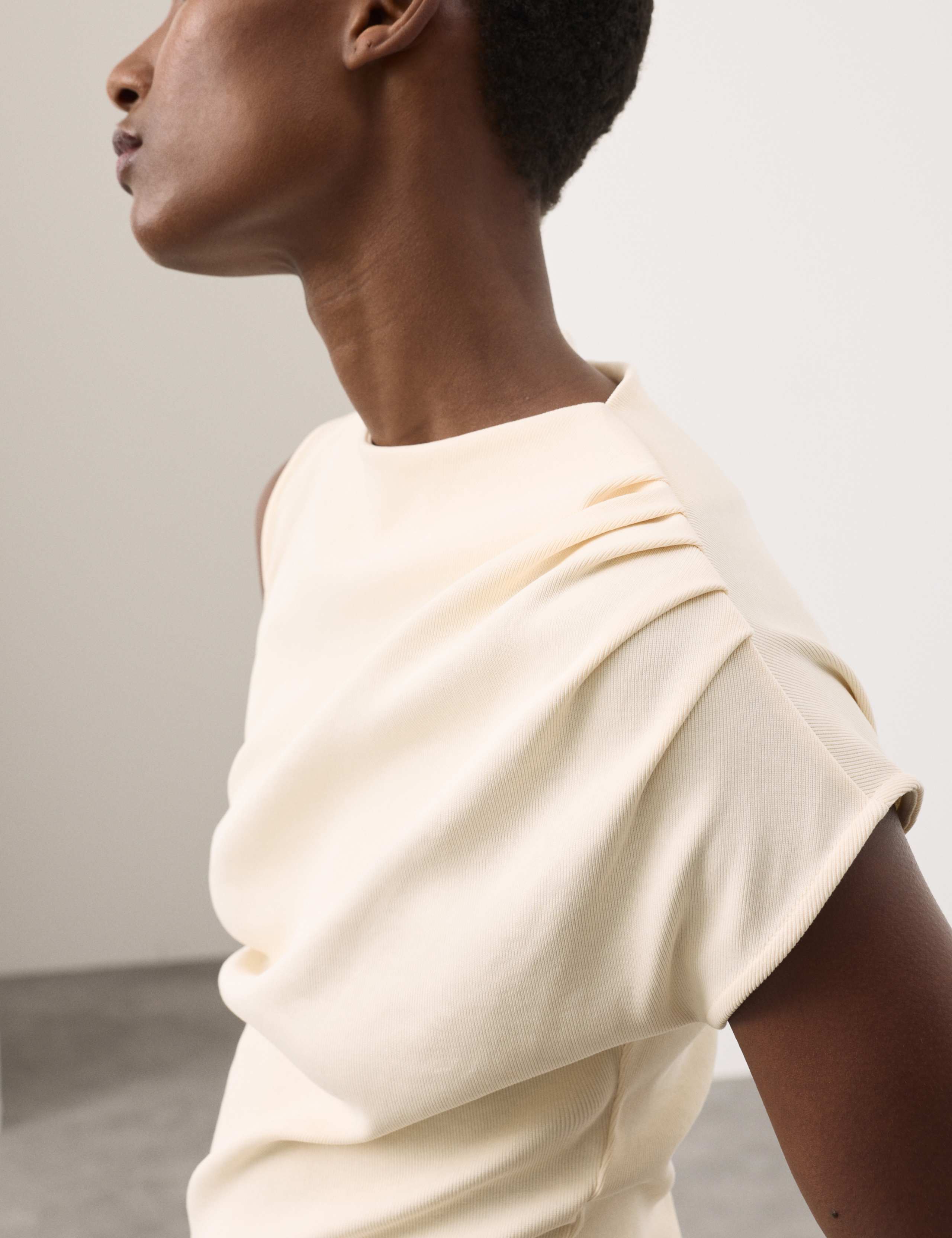 Pure Cotton Ruched Asymmetrical Top 3 of 7