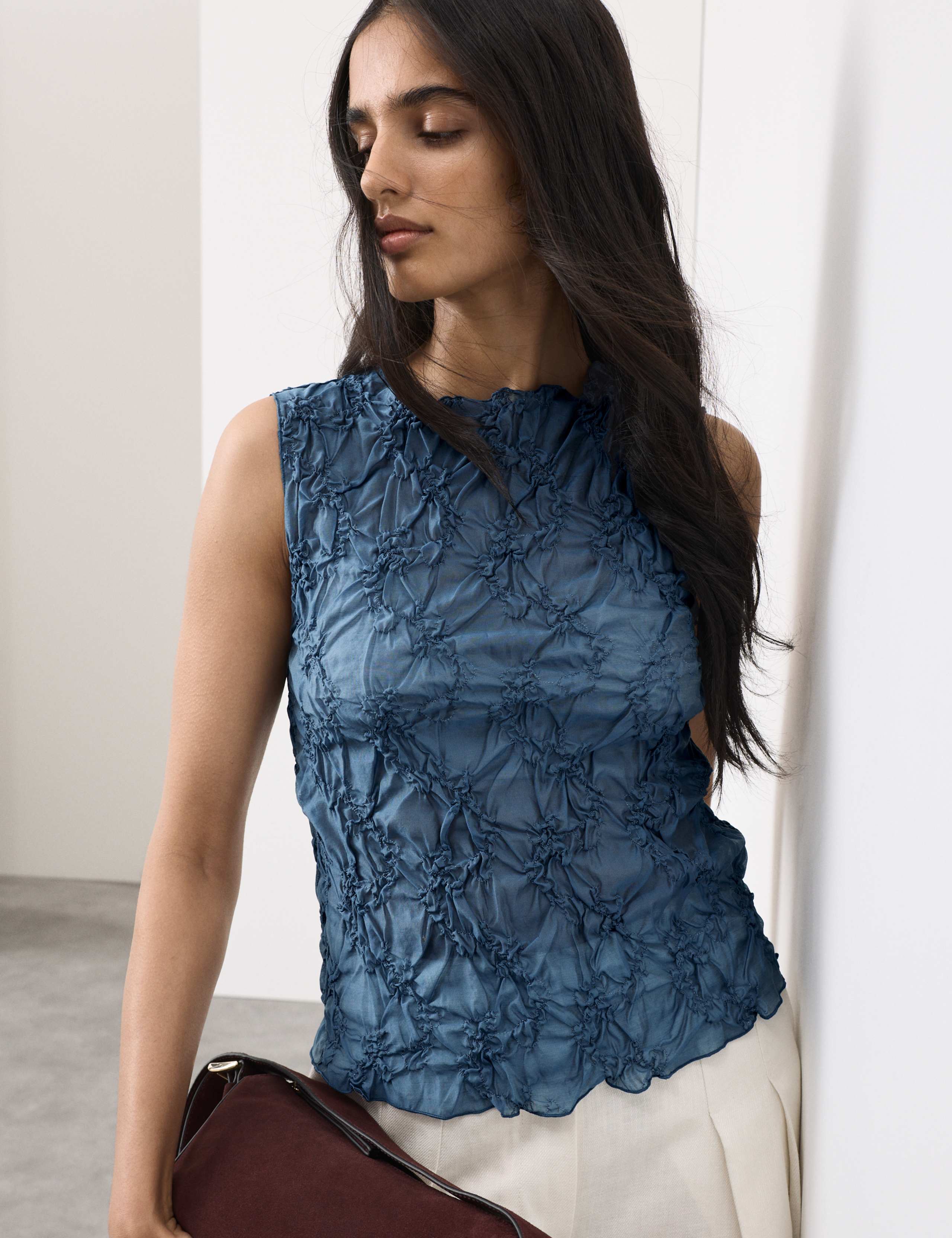 Lyocell Rich Textured Vest Top 1 of 6