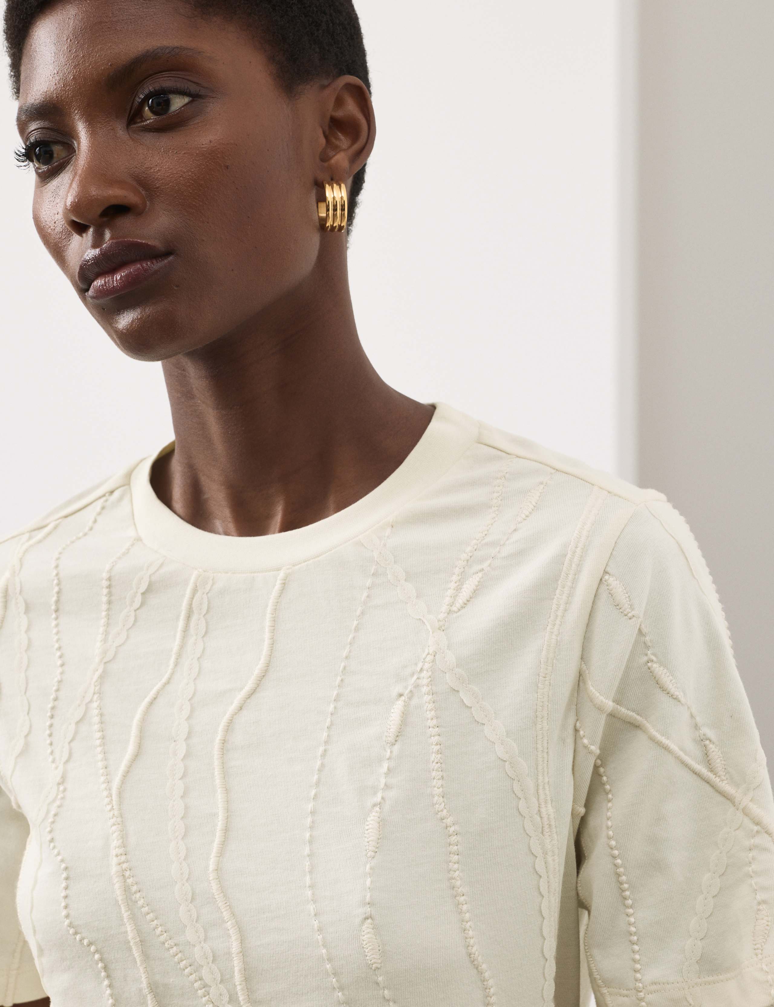 Pure Cotton Embroidered T-Shirt 5 of 7