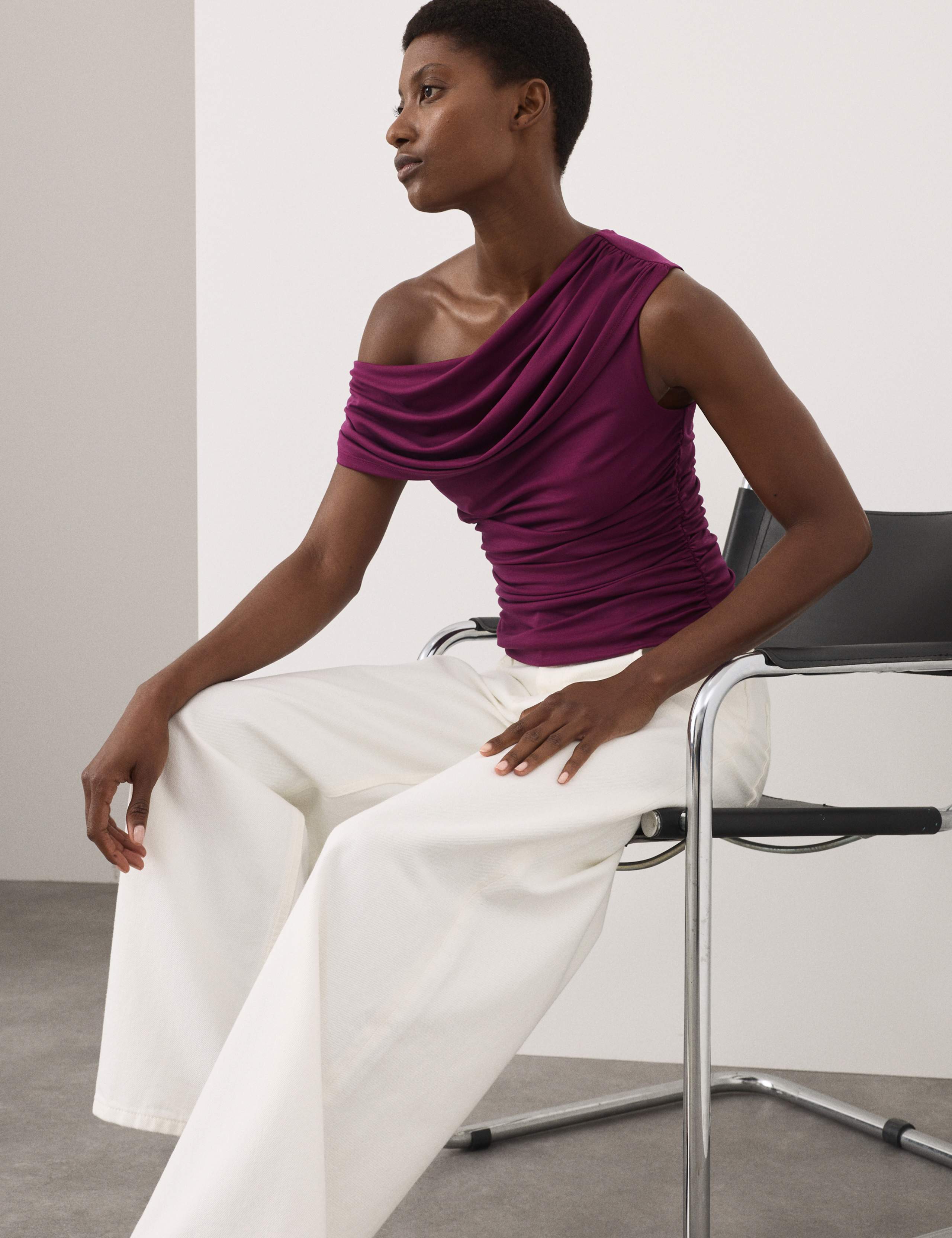 Lyocell Rich Draped Bardot Top 1 of 6