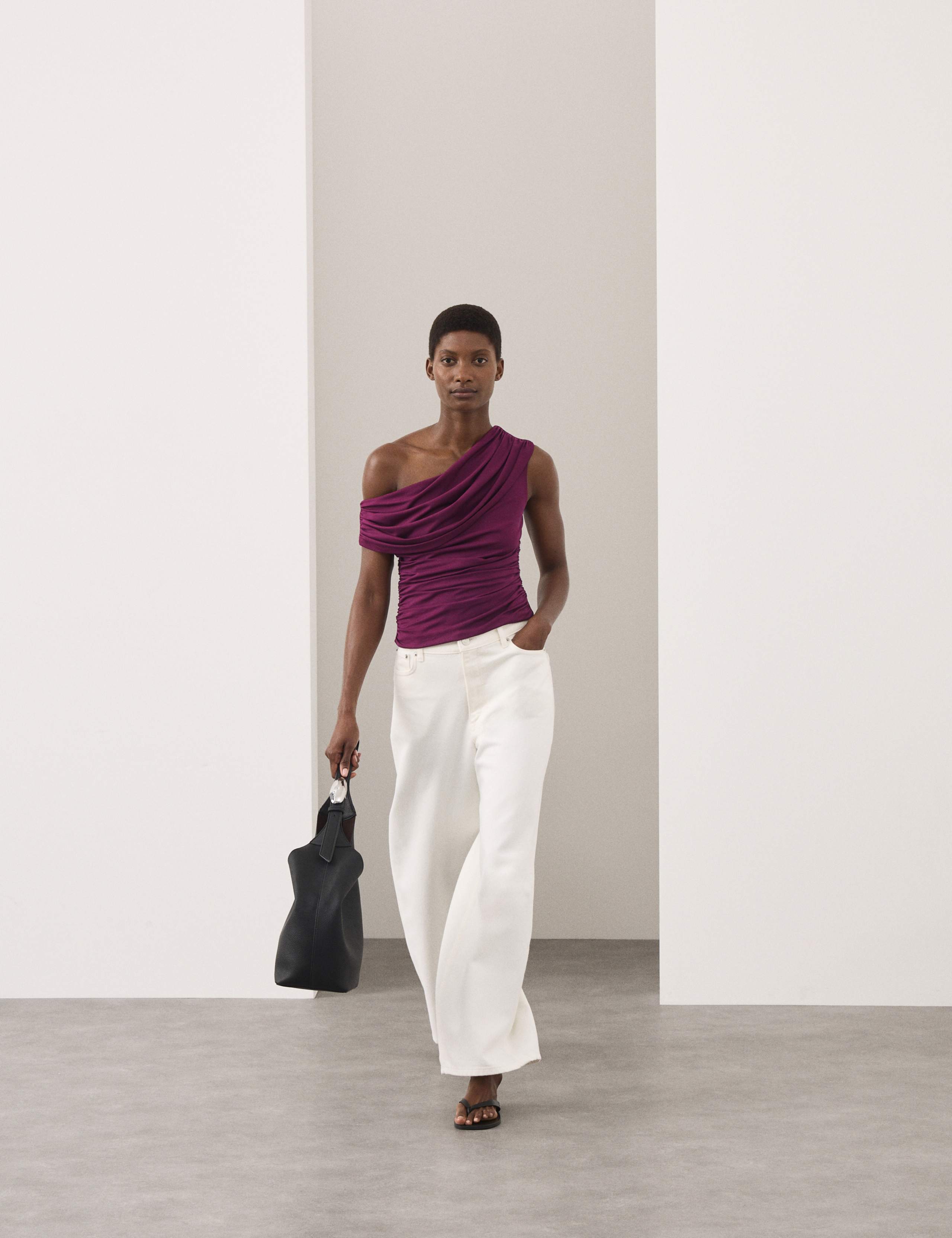 Lyocell Rich Draped Bardot Top 3 of 6