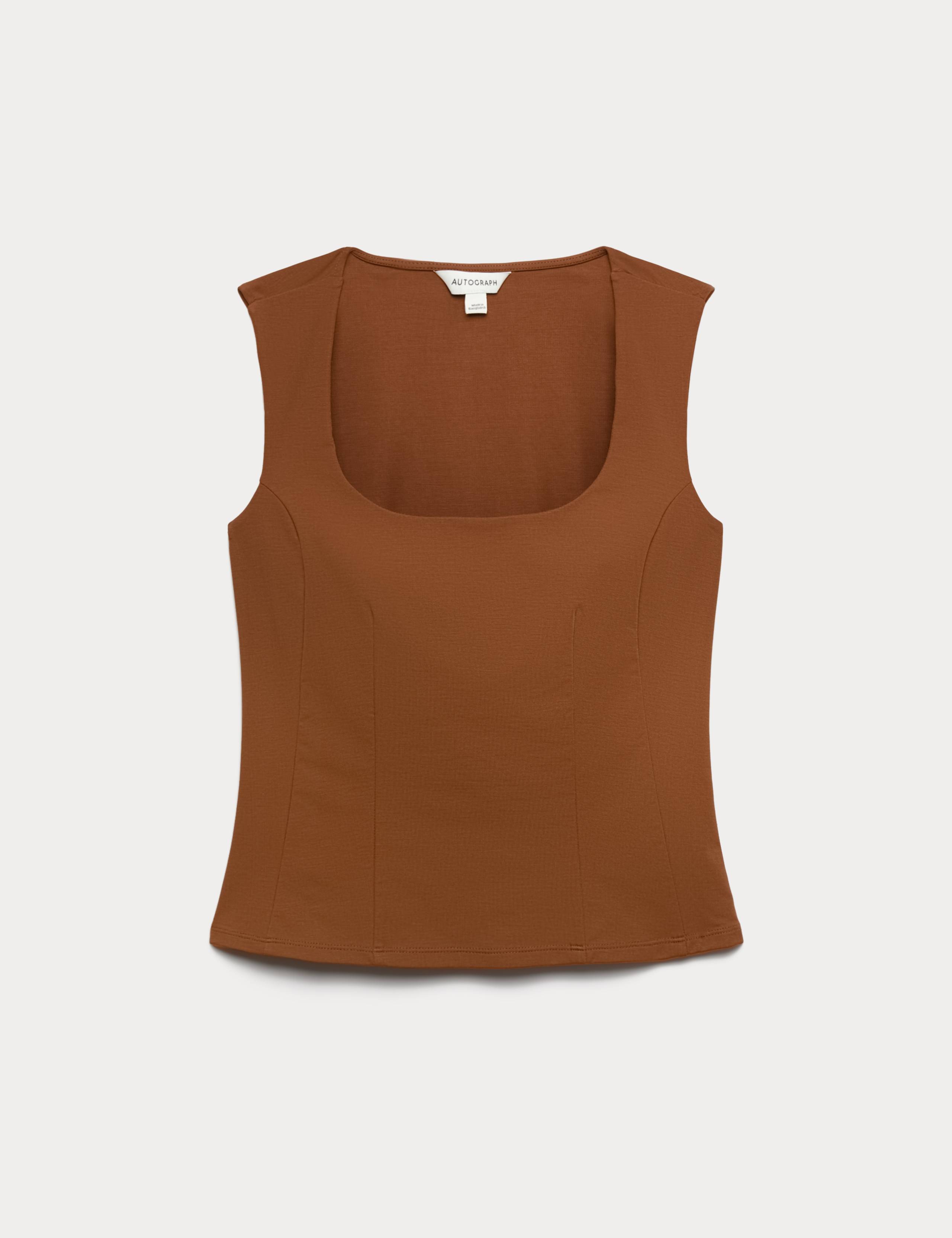 Lyocell Rich Scoop Neck Fitted Vest 2 of 6