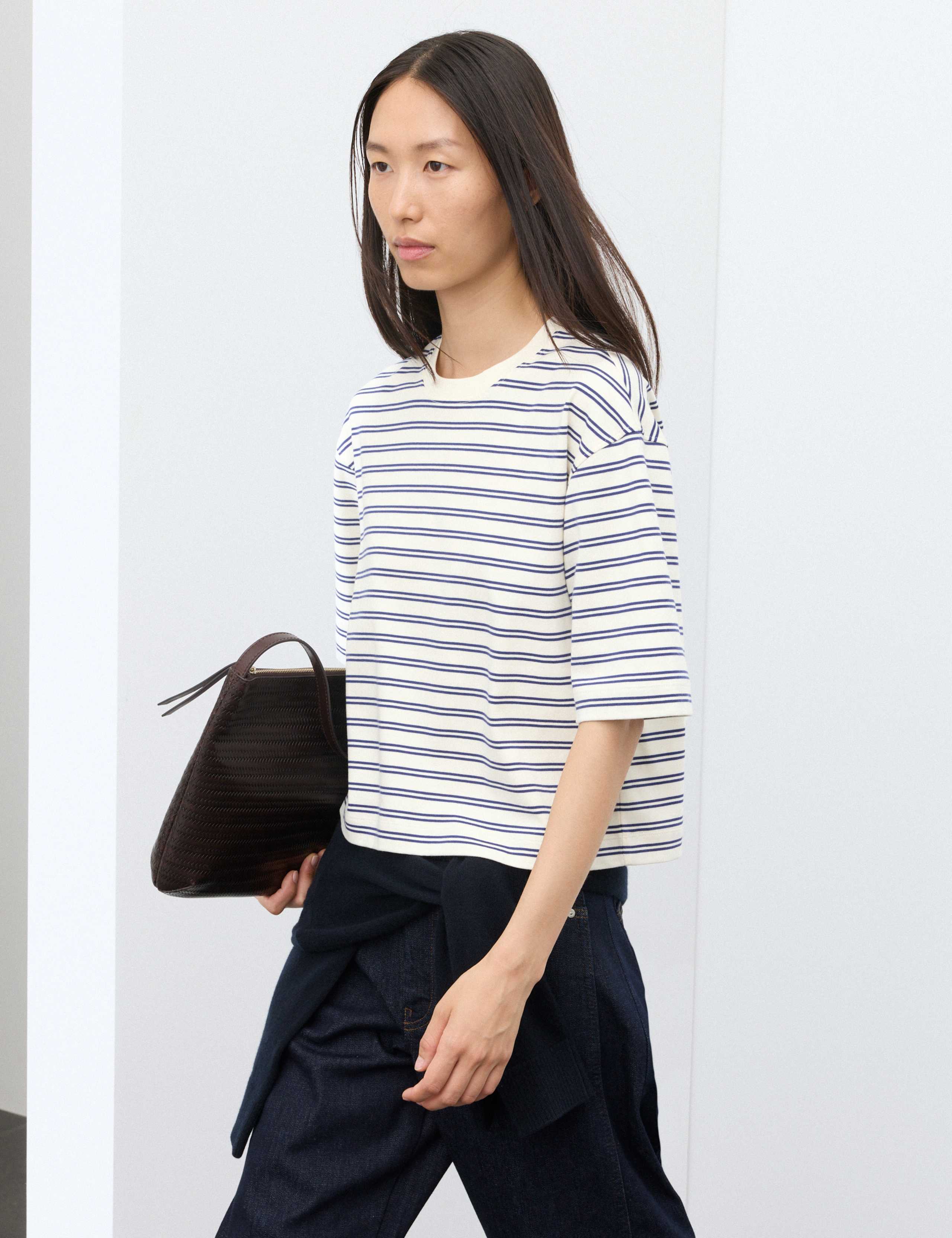 Pure Cotton Striped Relaxed T-Shirt 1 of 6