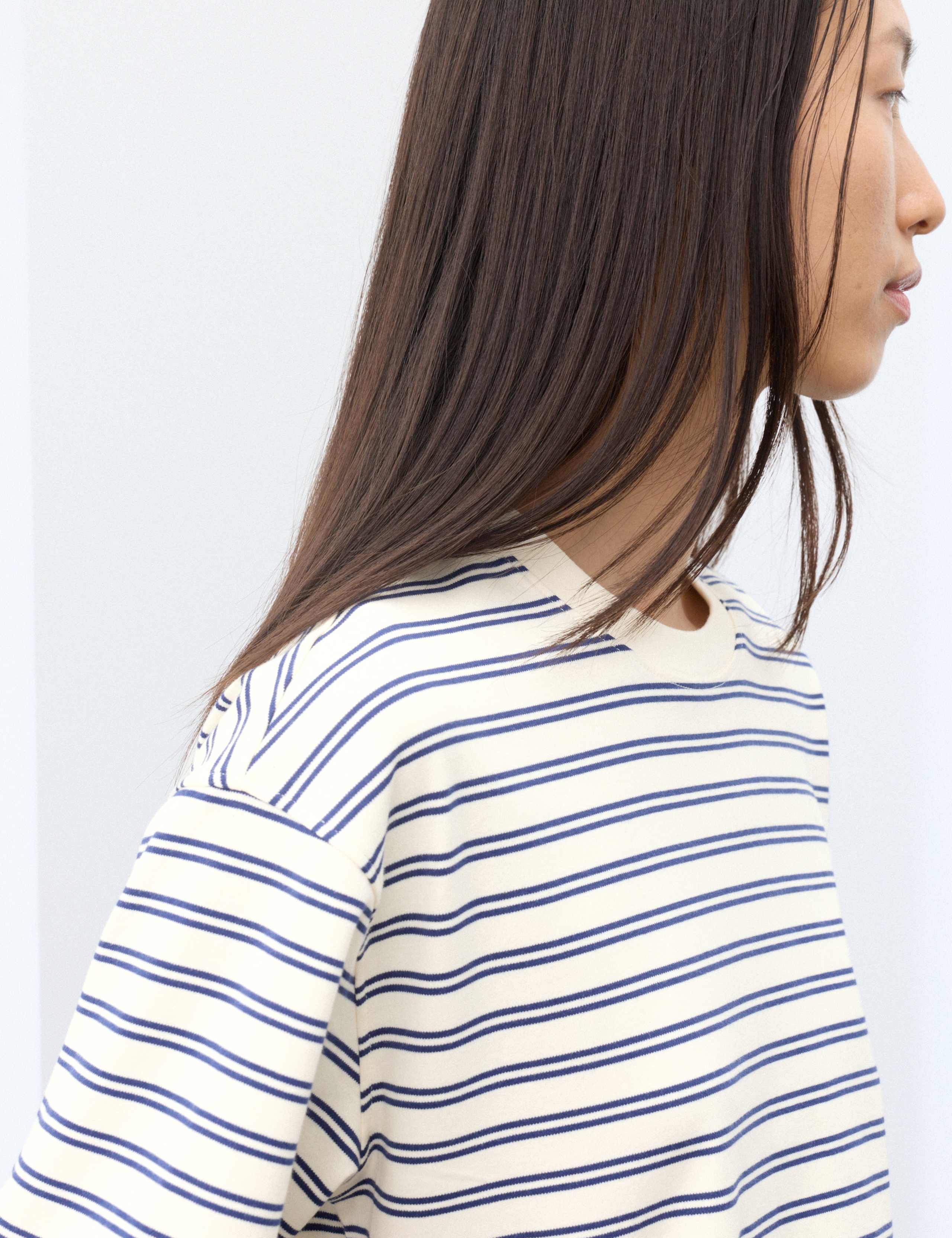 Pure Cotton Striped Relaxed T-Shirt 6 of 6