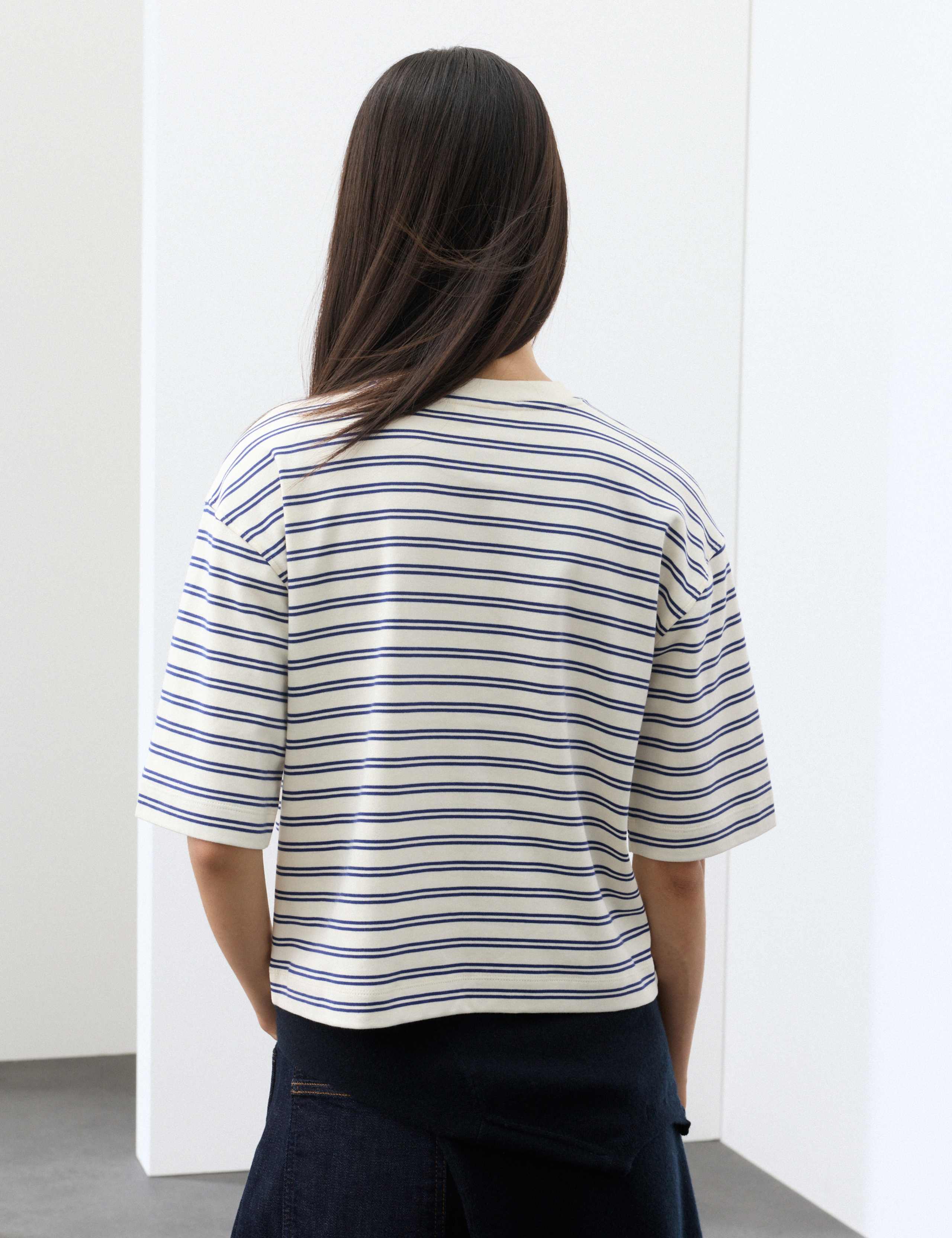 Pure Cotton Striped Relaxed T-Shirt 3 of 6