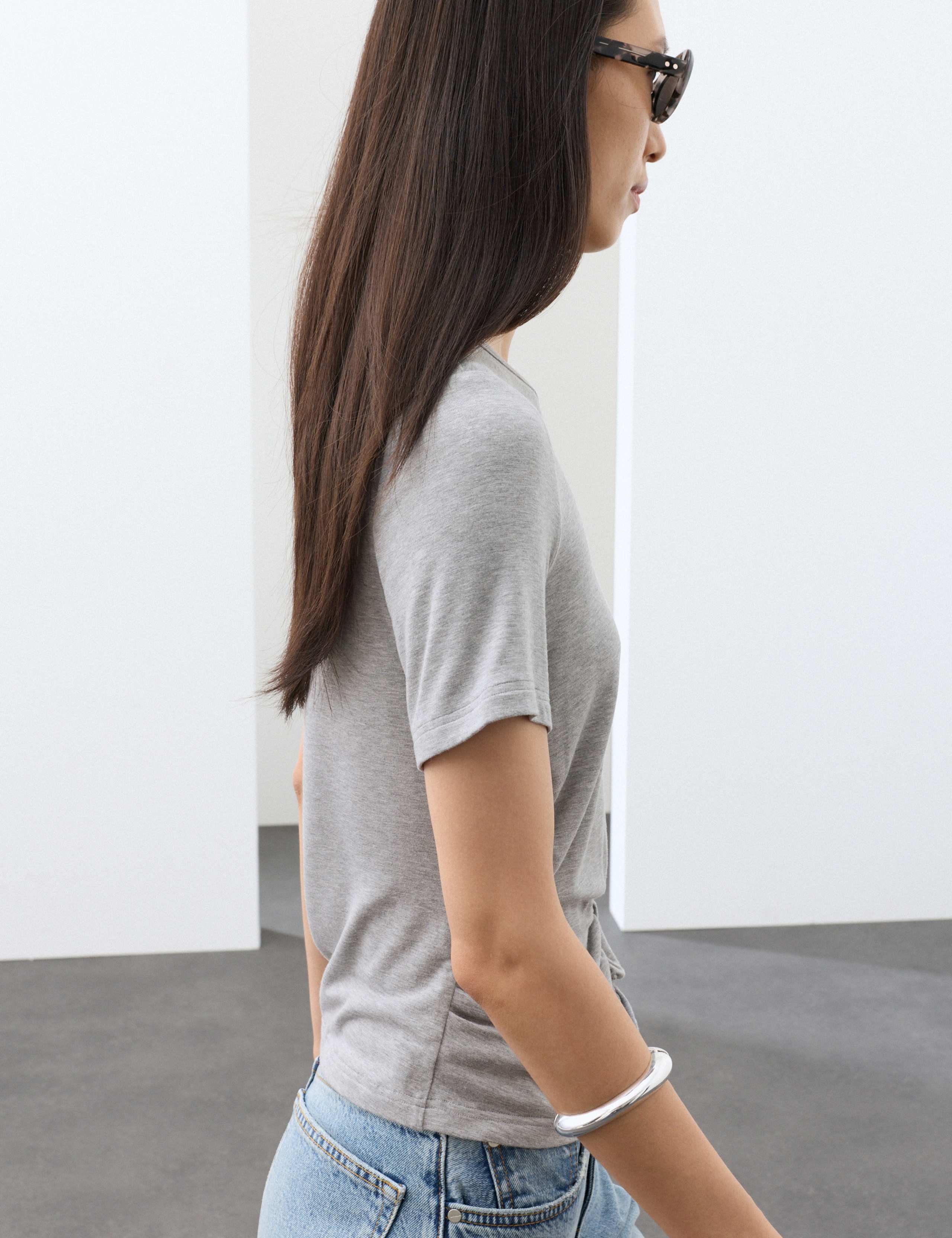 Jersey Regular Fit Ruched T-Shirt 6 of 7