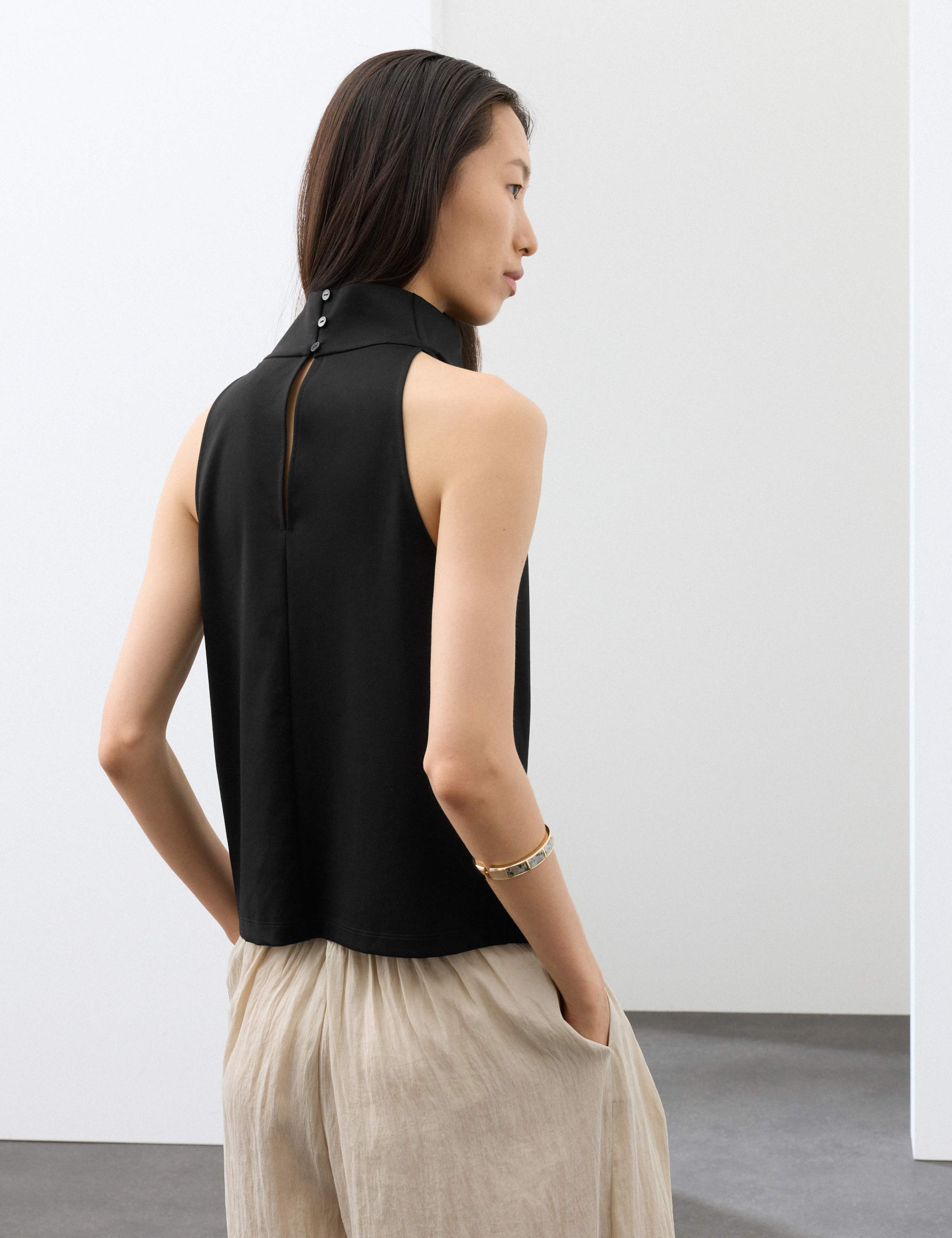 Lyocell Rich Cowl Neck Sleeveless Top 3 of 7