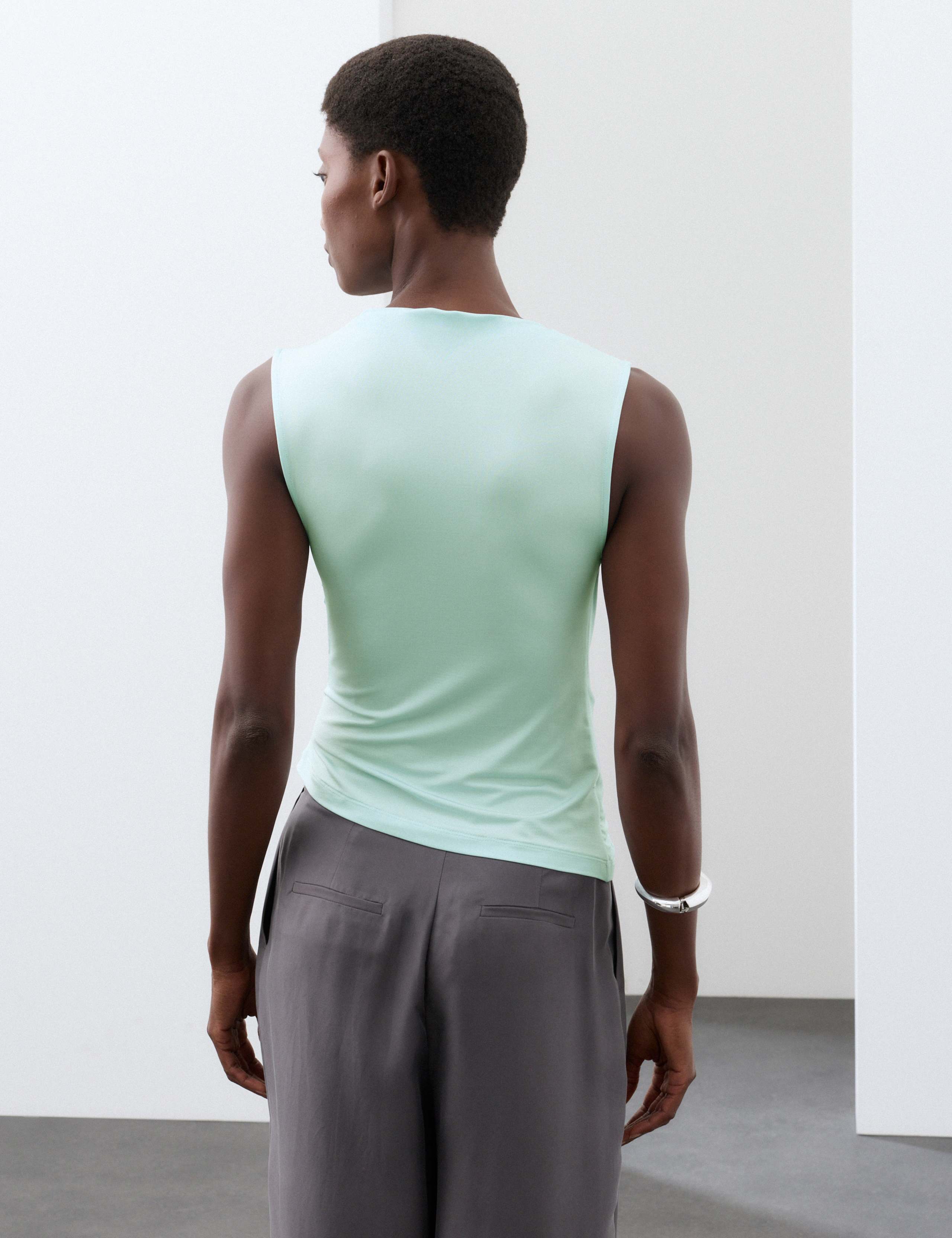 Jersey Draped Vest Top with Silk 3 of 6