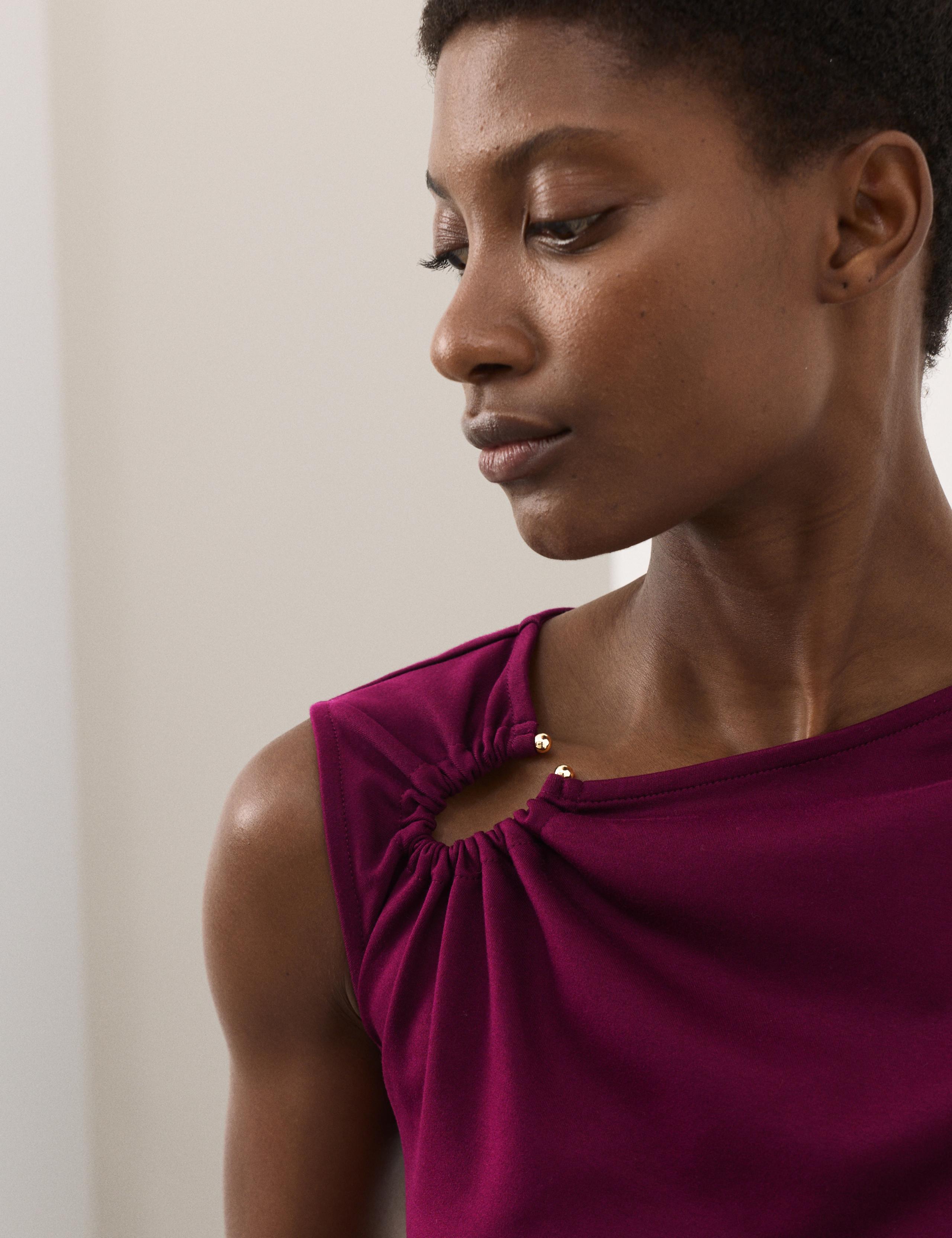 Cotton Rich Ruched Hardware Detail Top 4 of 6