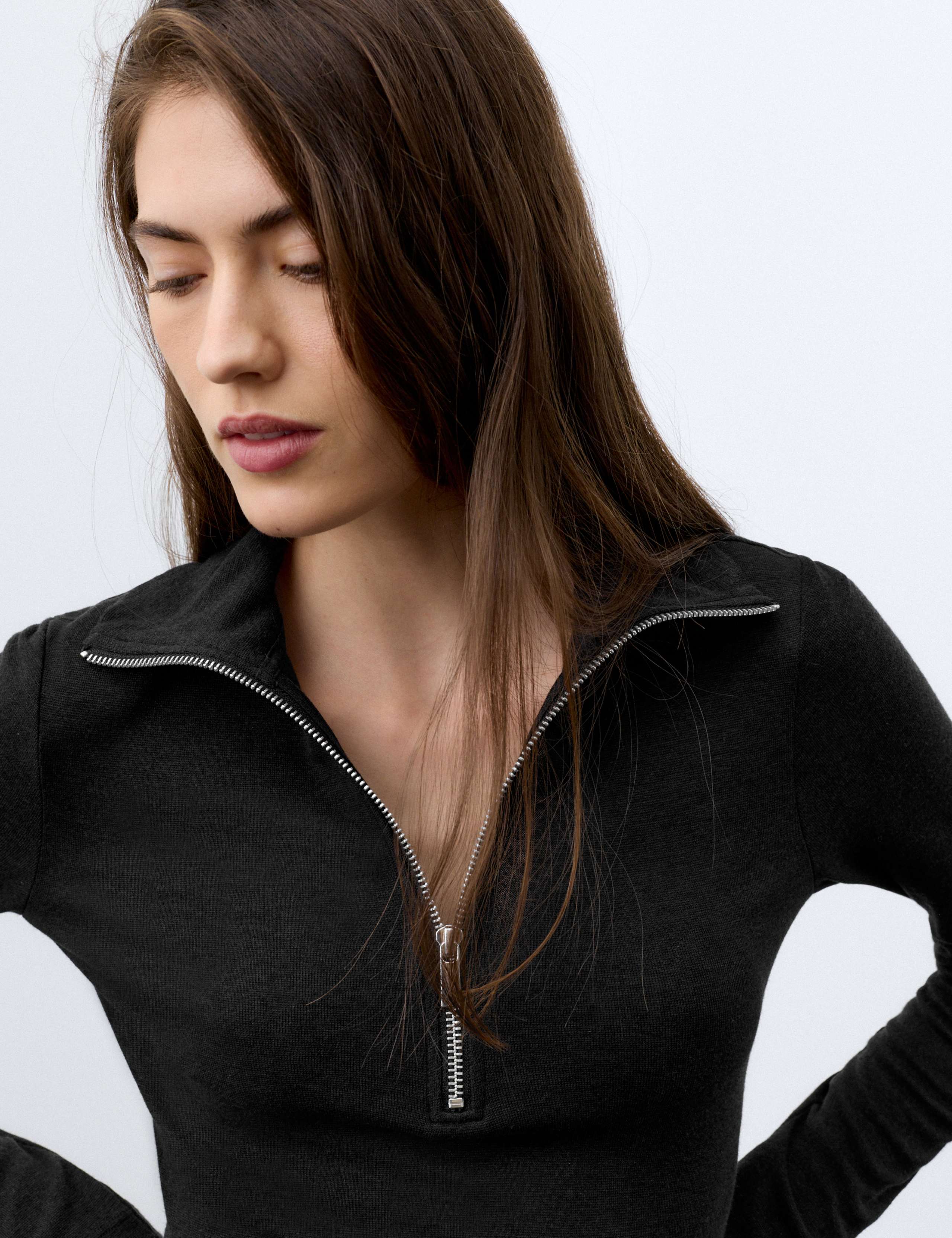 Funnel Neck Fitted Half Zip Top with Lyocell 5 of 5