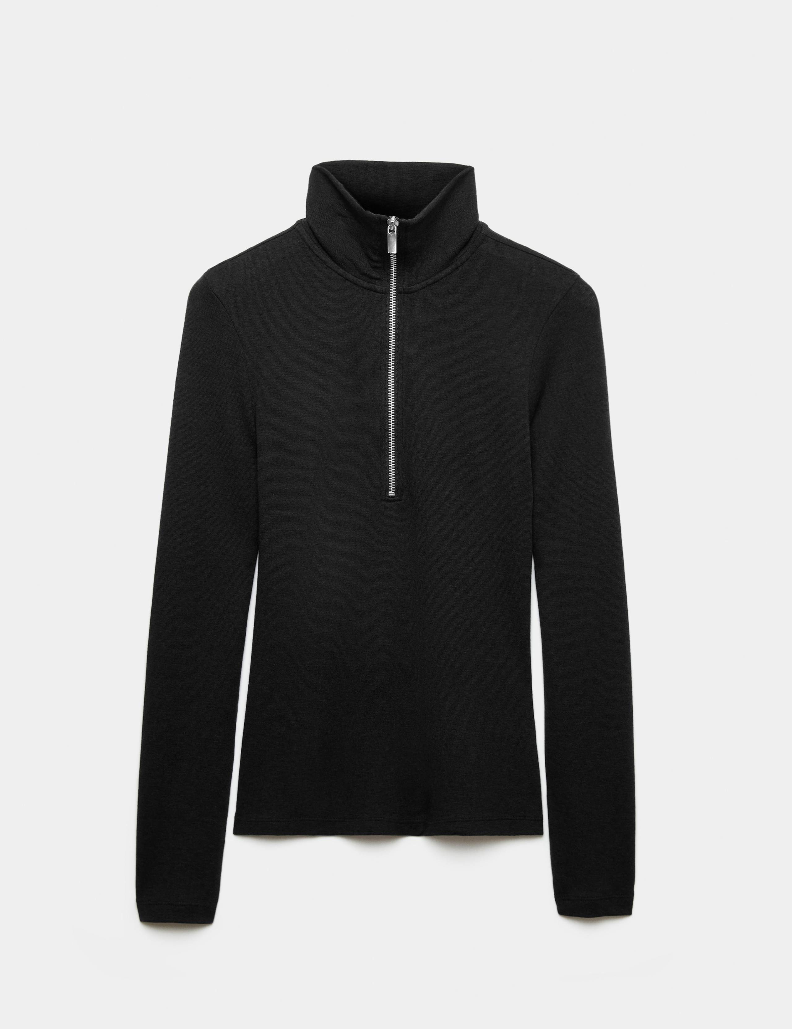 Funnel Neck Fitted Half Zip Top with Lyocell 2 of 5