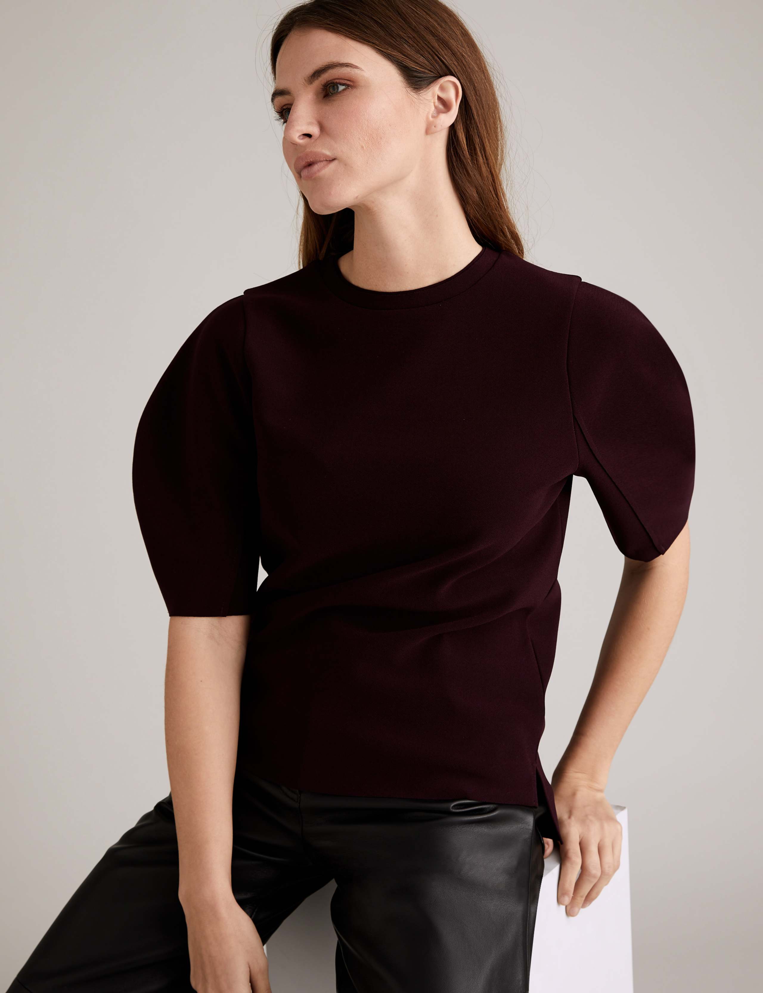 Jersey Crepe Puff Sleeve Top 1 of 5