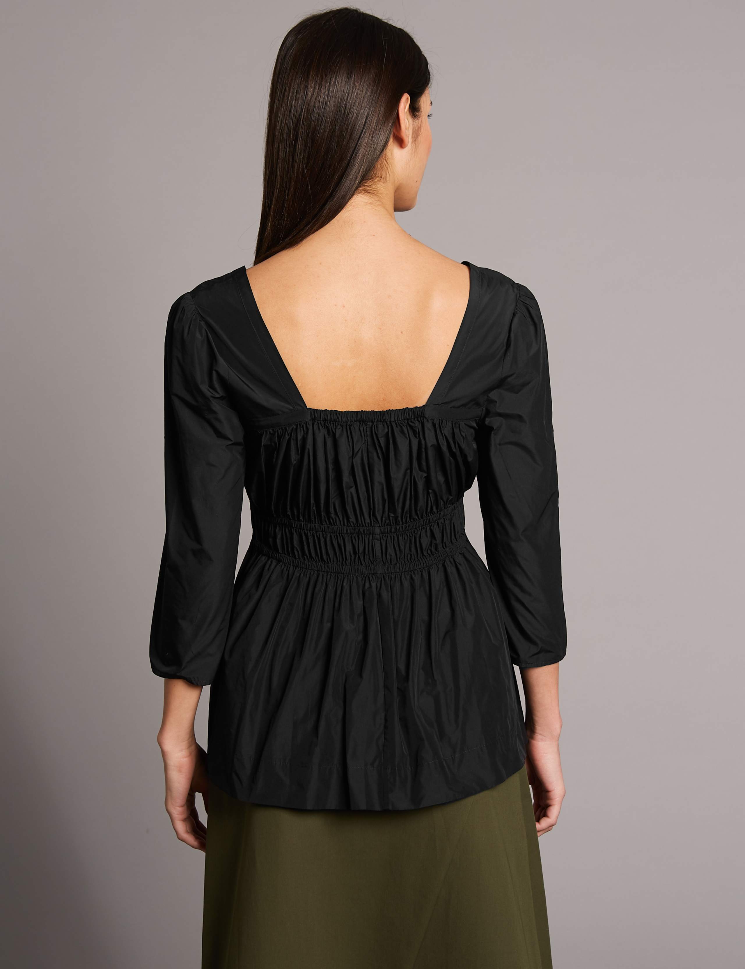 Gathered Square Neck 3/4 Sleeve Blouse 4 of 5