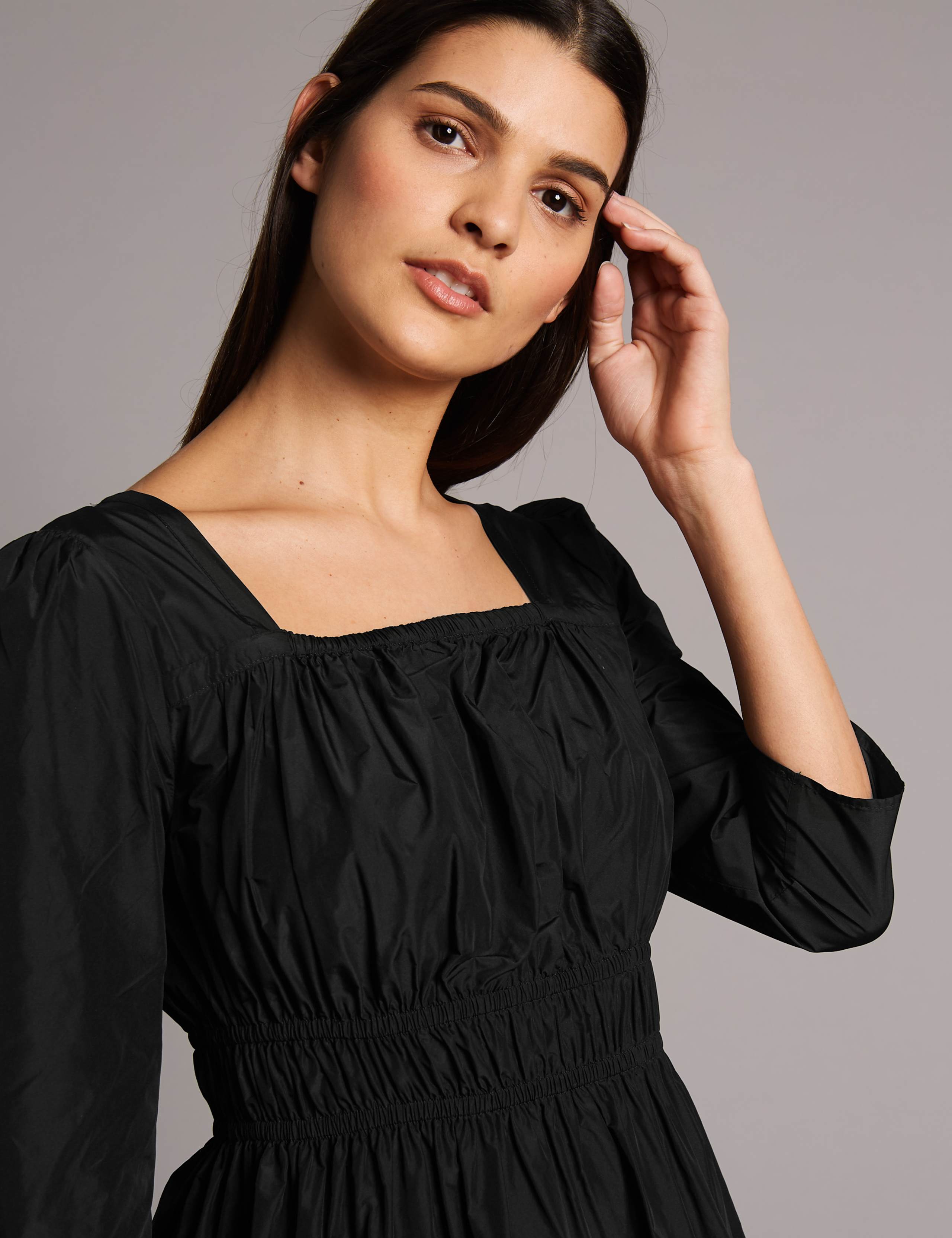 Gathered Square Neck 3/4 Sleeve Blouse 5 of 5