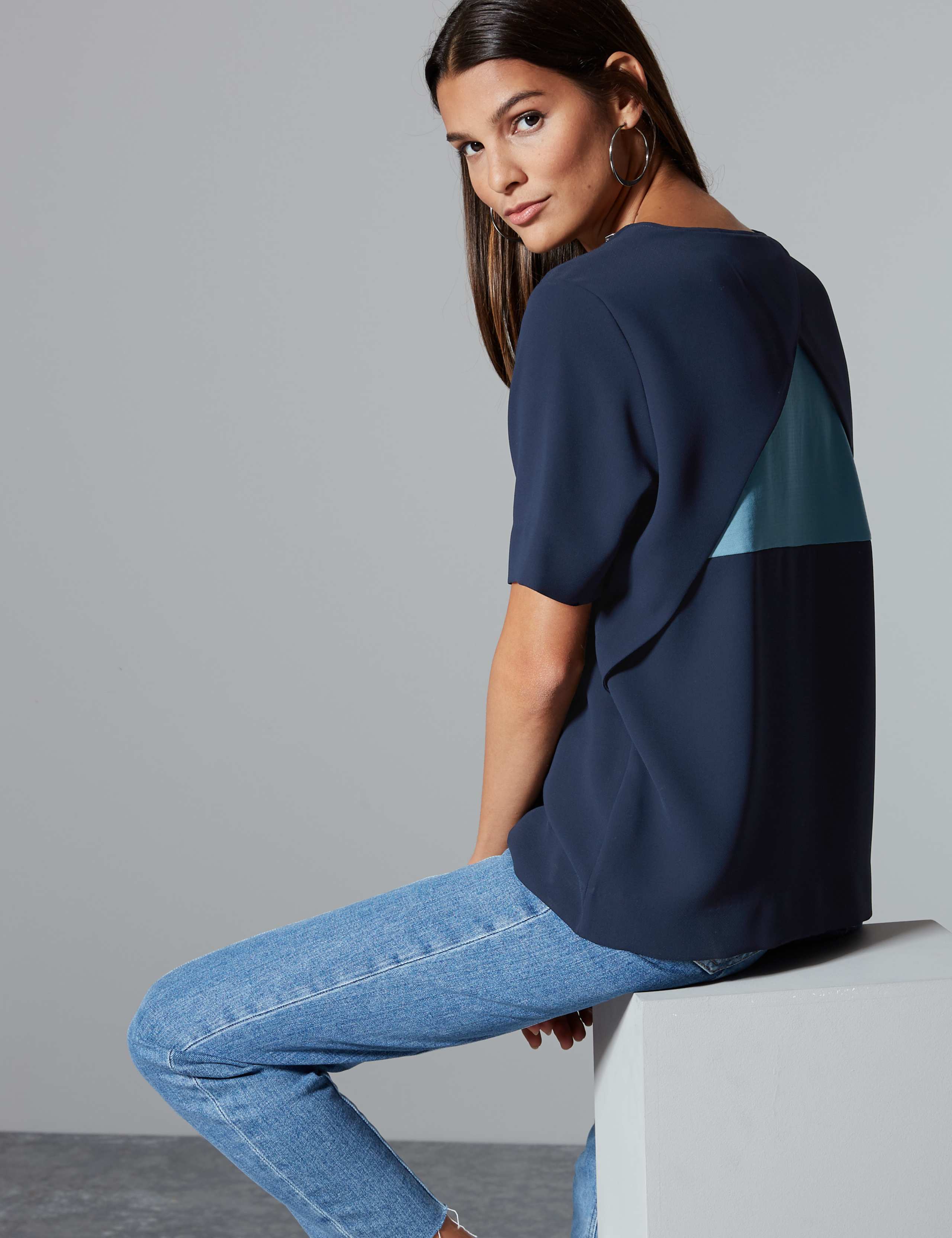Round Neck Half Sleeve Shell Top 1 of 5