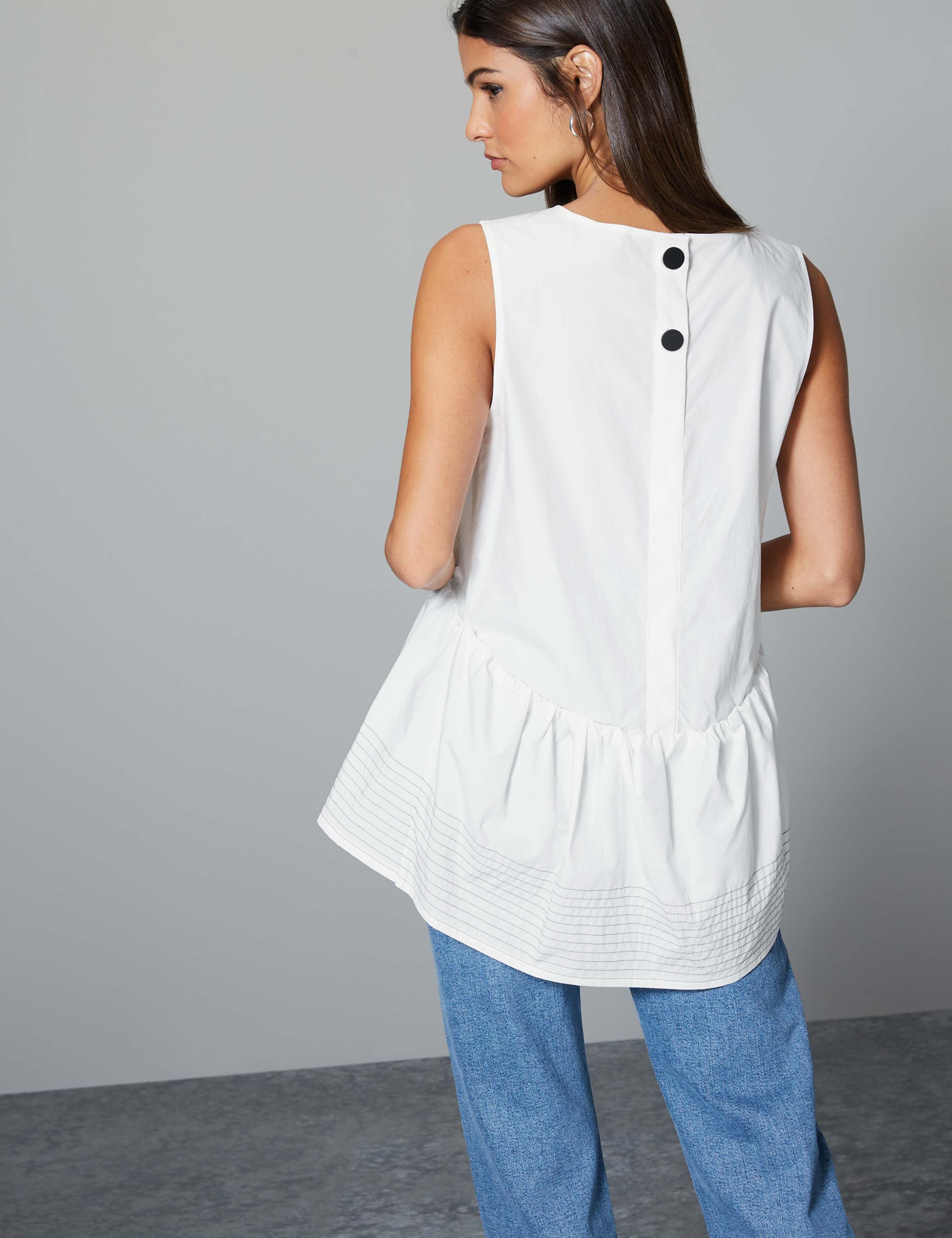 Pure Cotton Peplum Round Neck Blouse 4 of 4