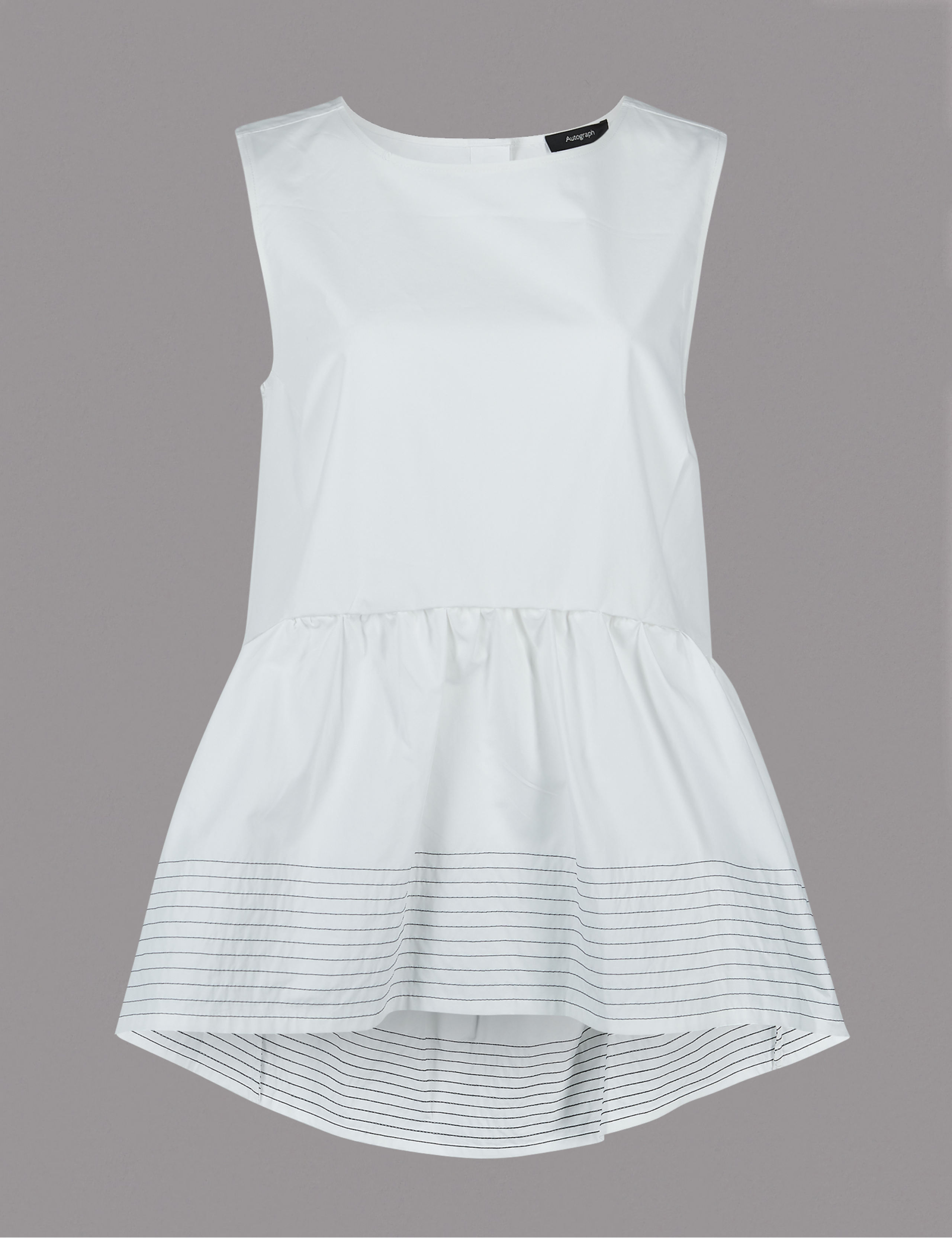 Pure Cotton Peplum Round Neck Blouse 2 of 4