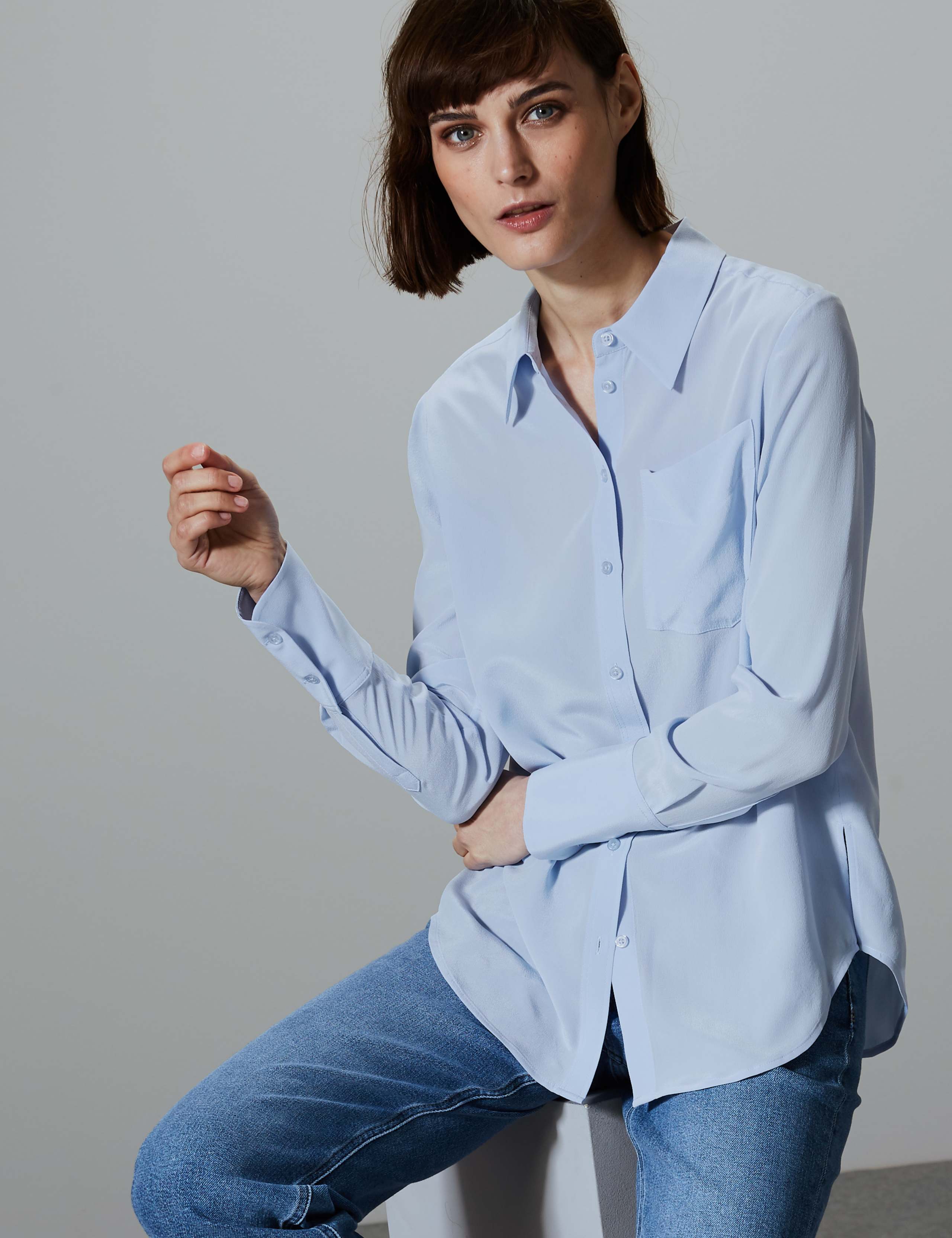 Pure Silk Long Sleeve Shirt 1 of 4