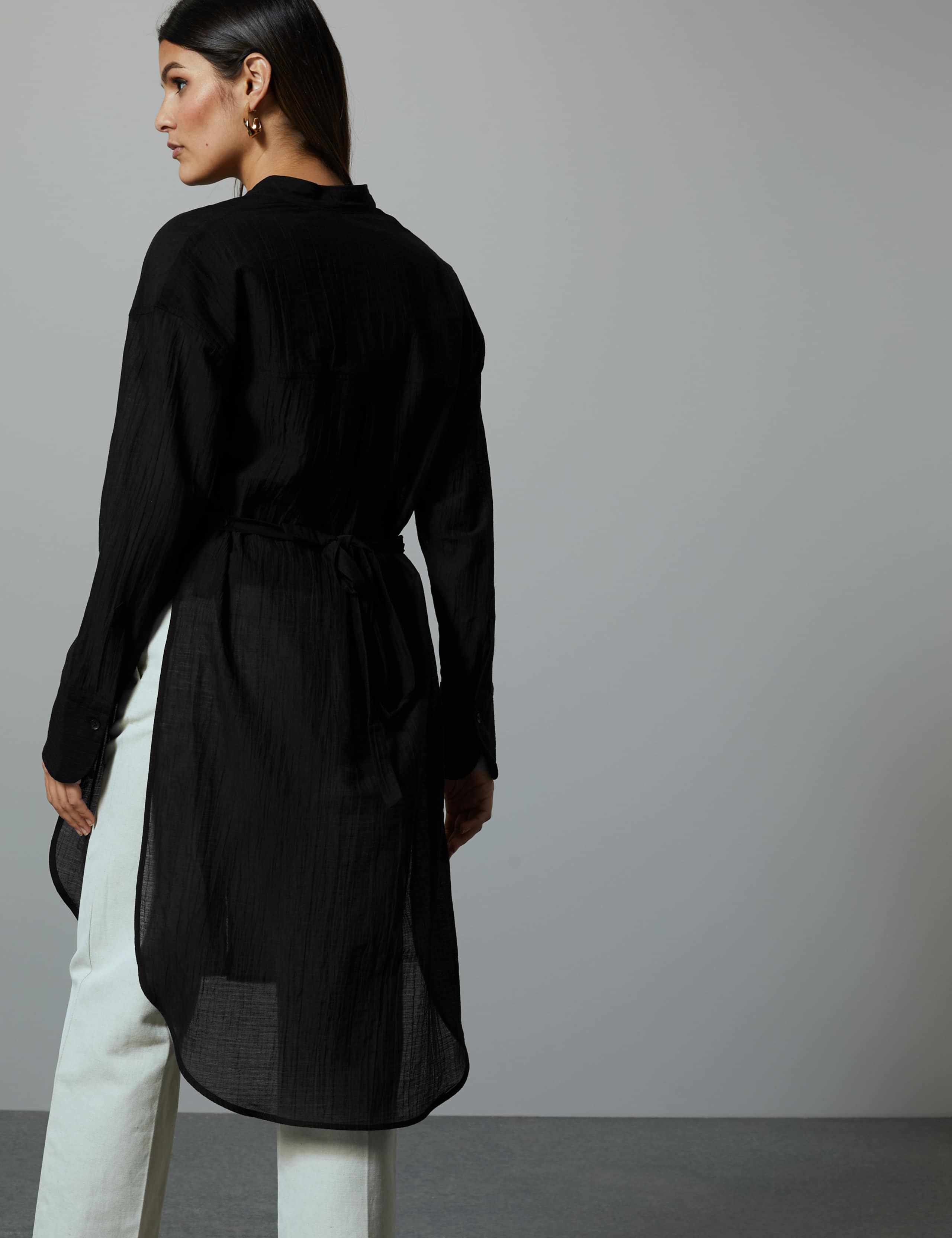 Sheer Layering Longline Shirt 4 of 4