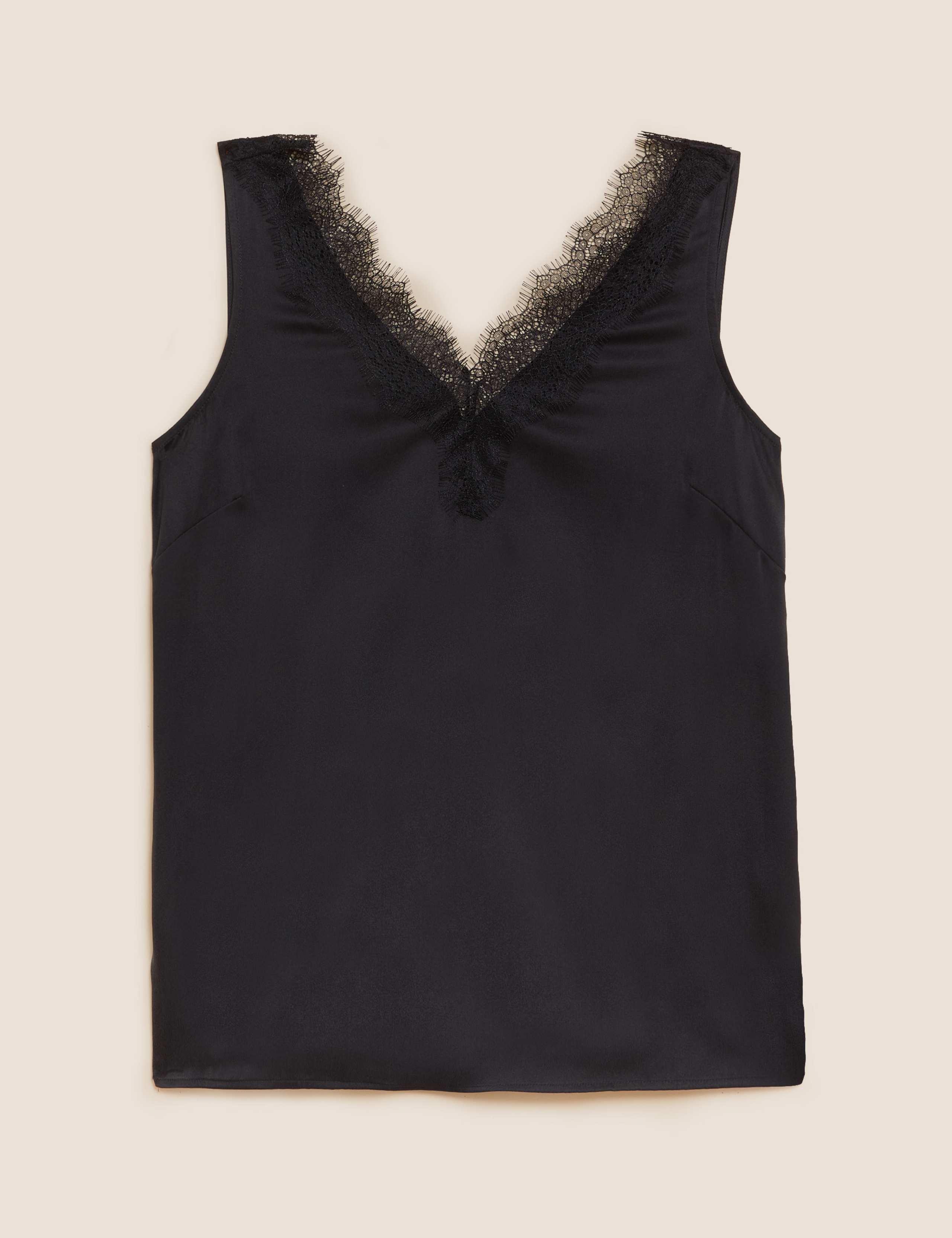 Pure Silk V-Neck Lace Detail Vest Top 2 of 5