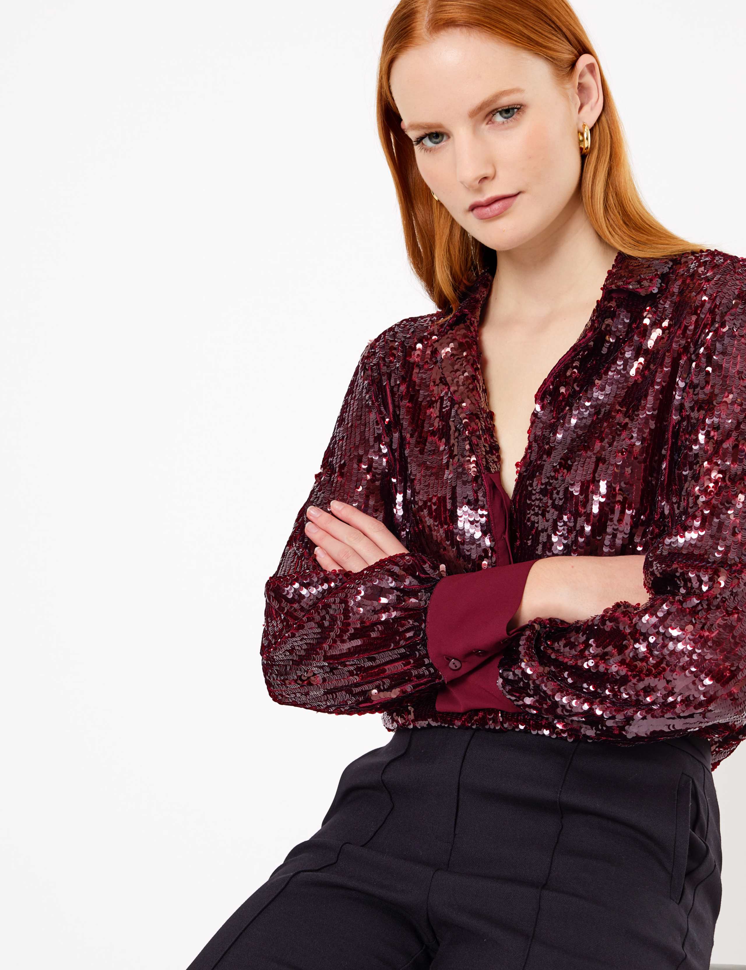 Sequin Revere Collar Shirt 1 of 4