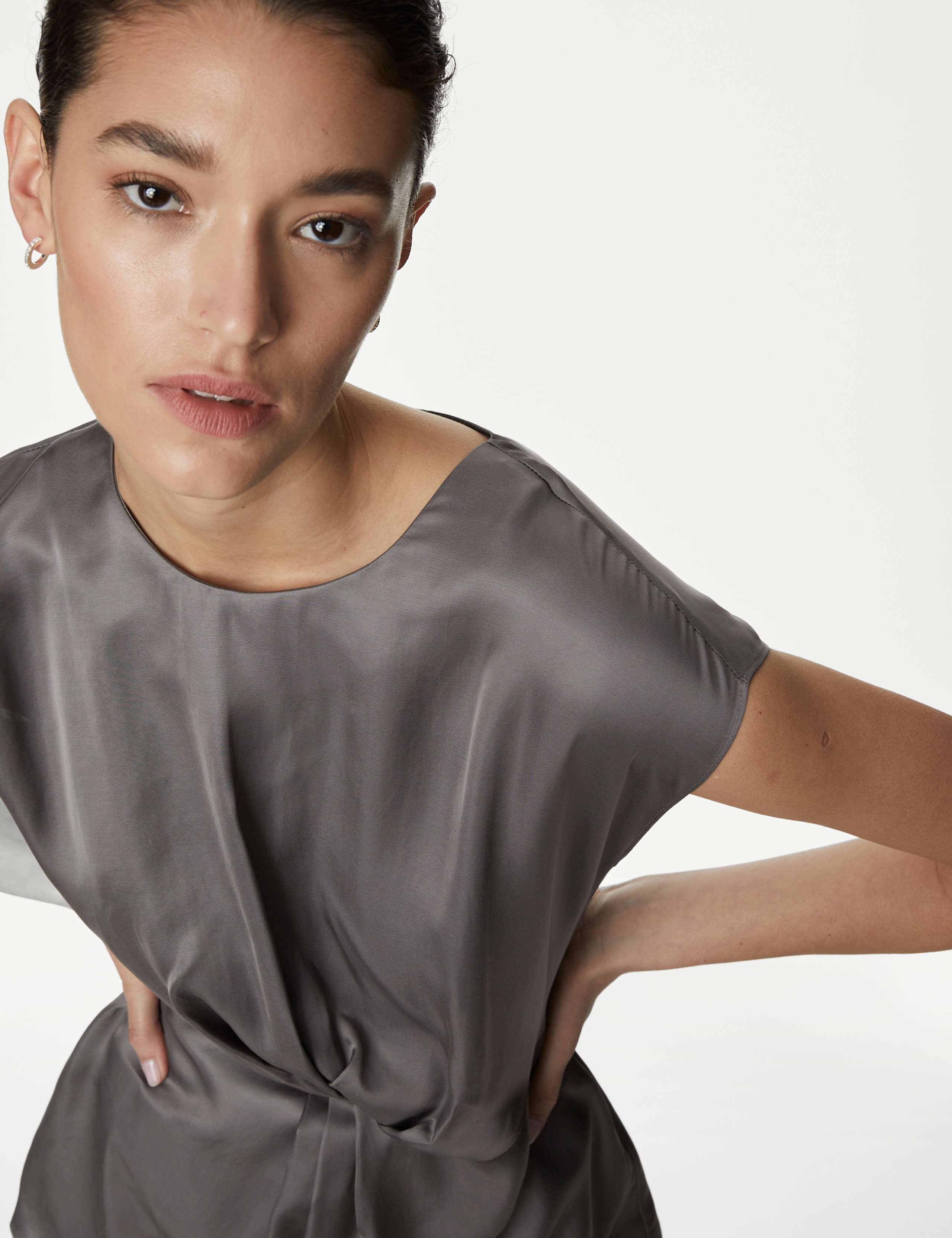 Satin Twist Front Top 3 of 5