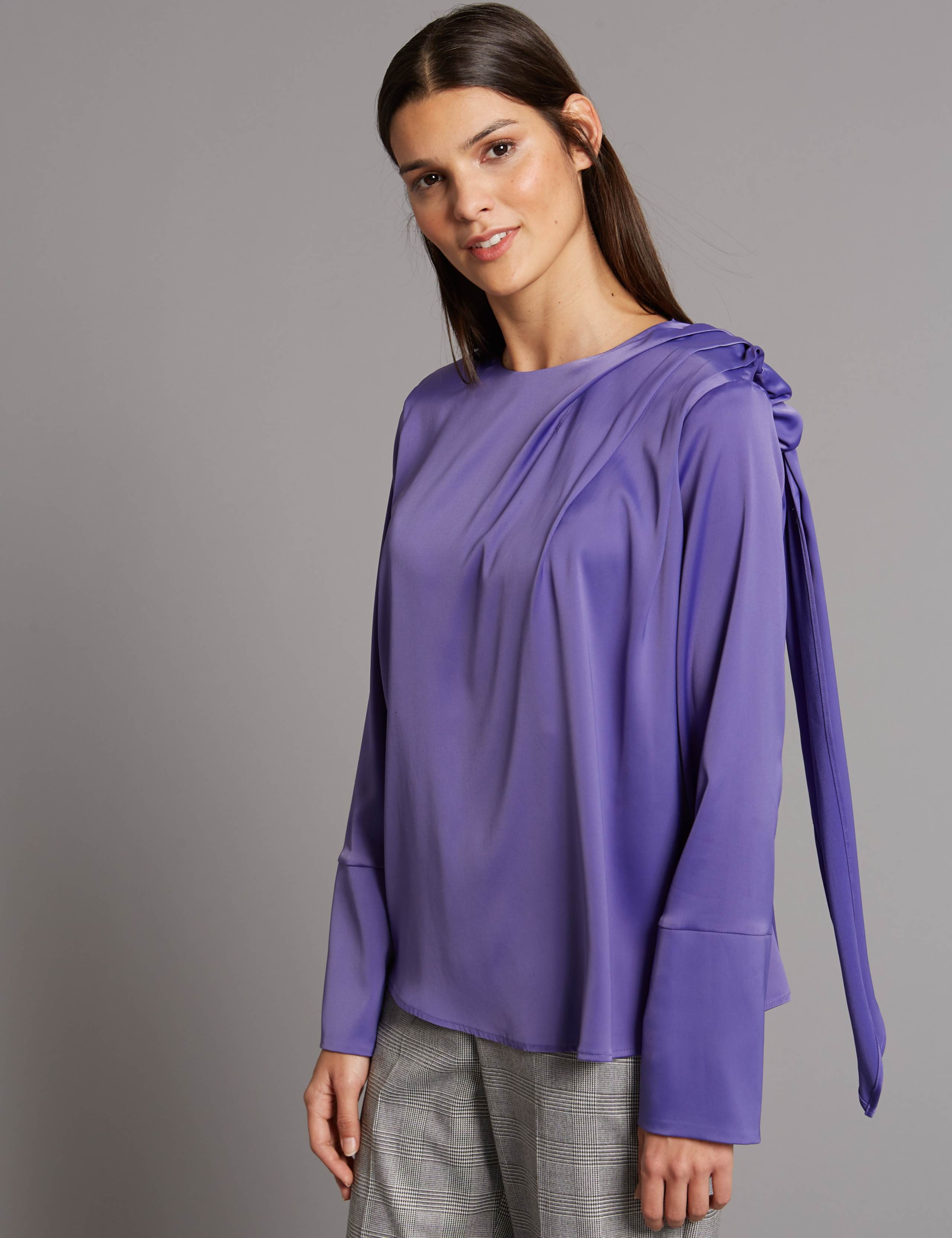 Drape Shoulder Long Sleeve Shell Top 3 of 5