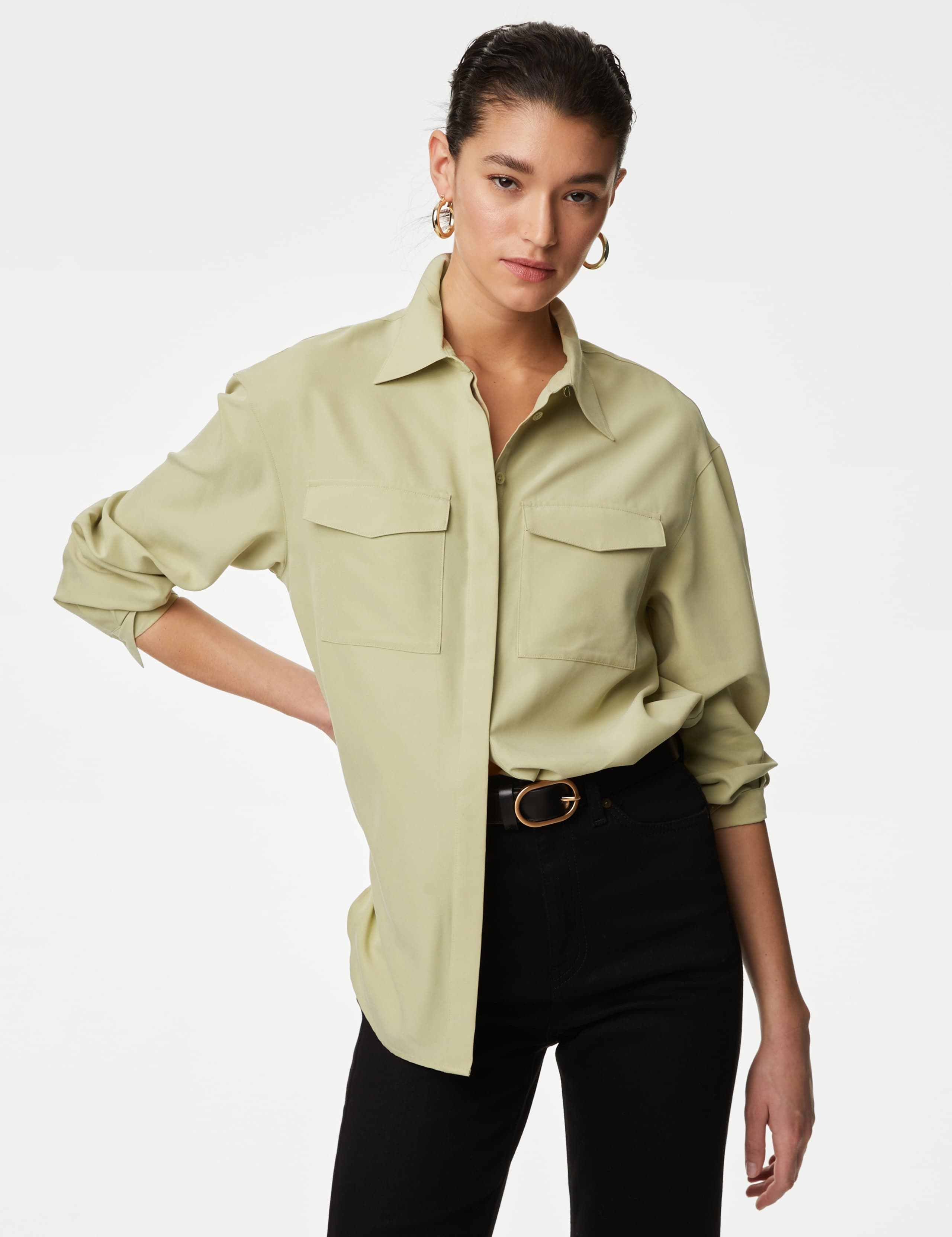Modal Rich Collared Relaxed Utility Shirt 4 of 6