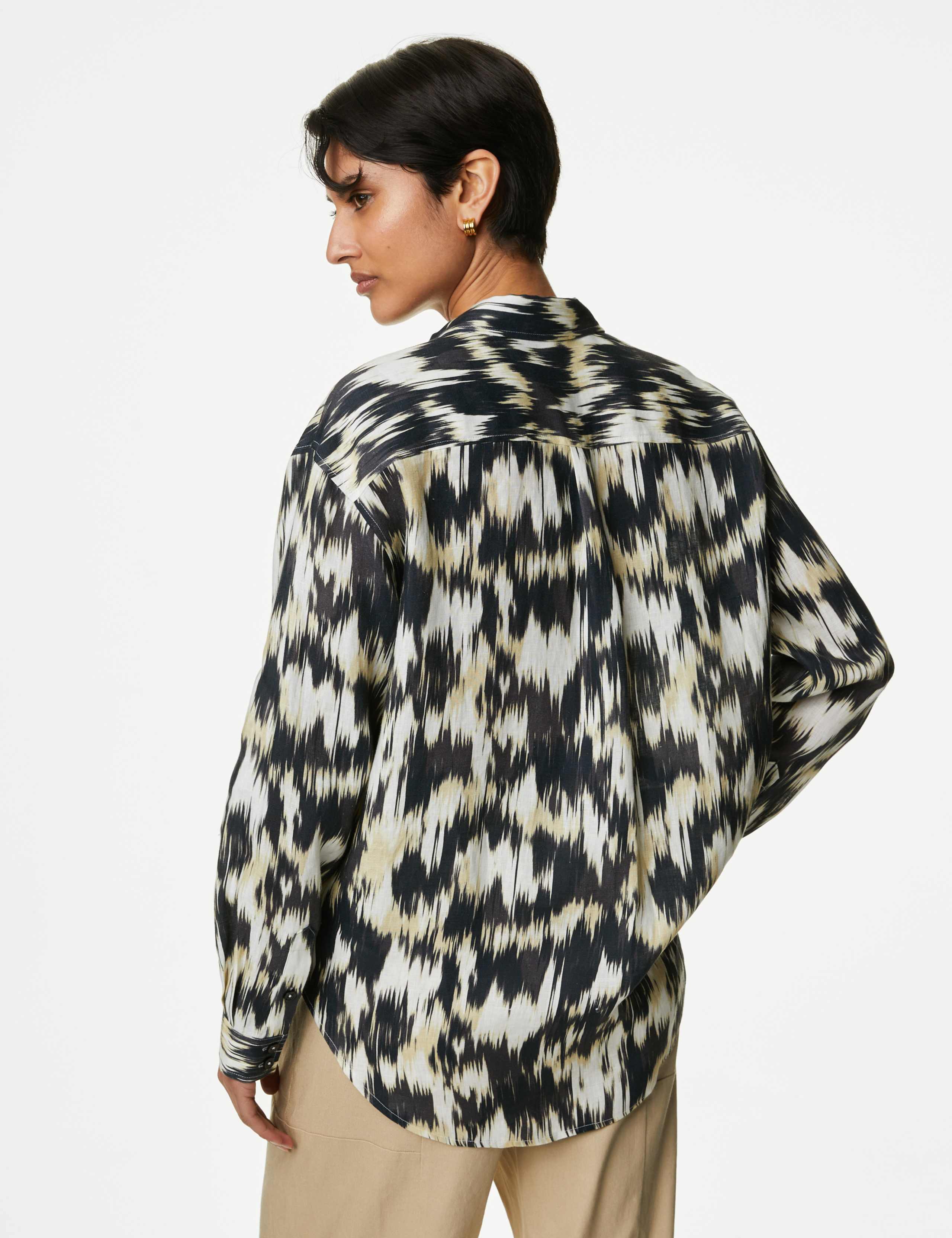 Pure Irish Linen Printed Collared Shirt 5 of 6