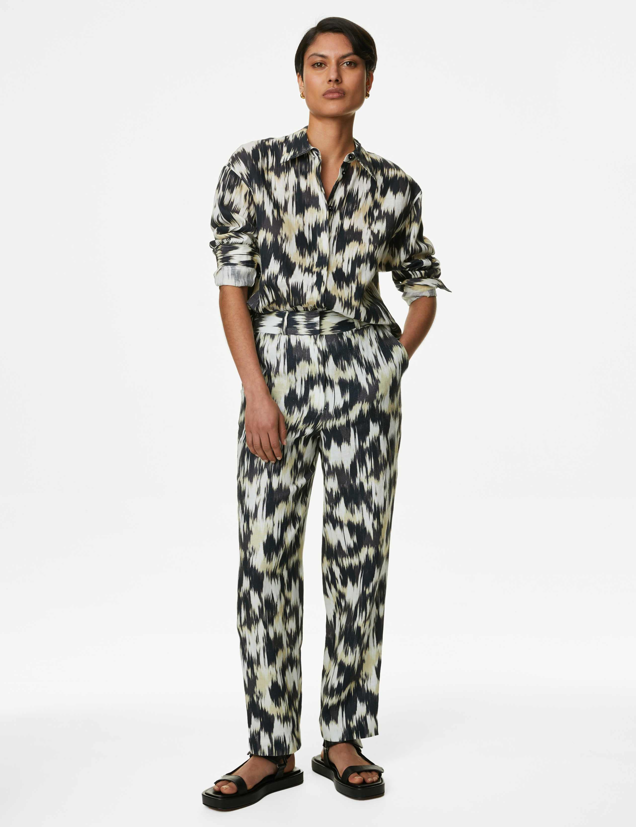 Pure Irish Linen Printed Collared Shirt 6 of 6