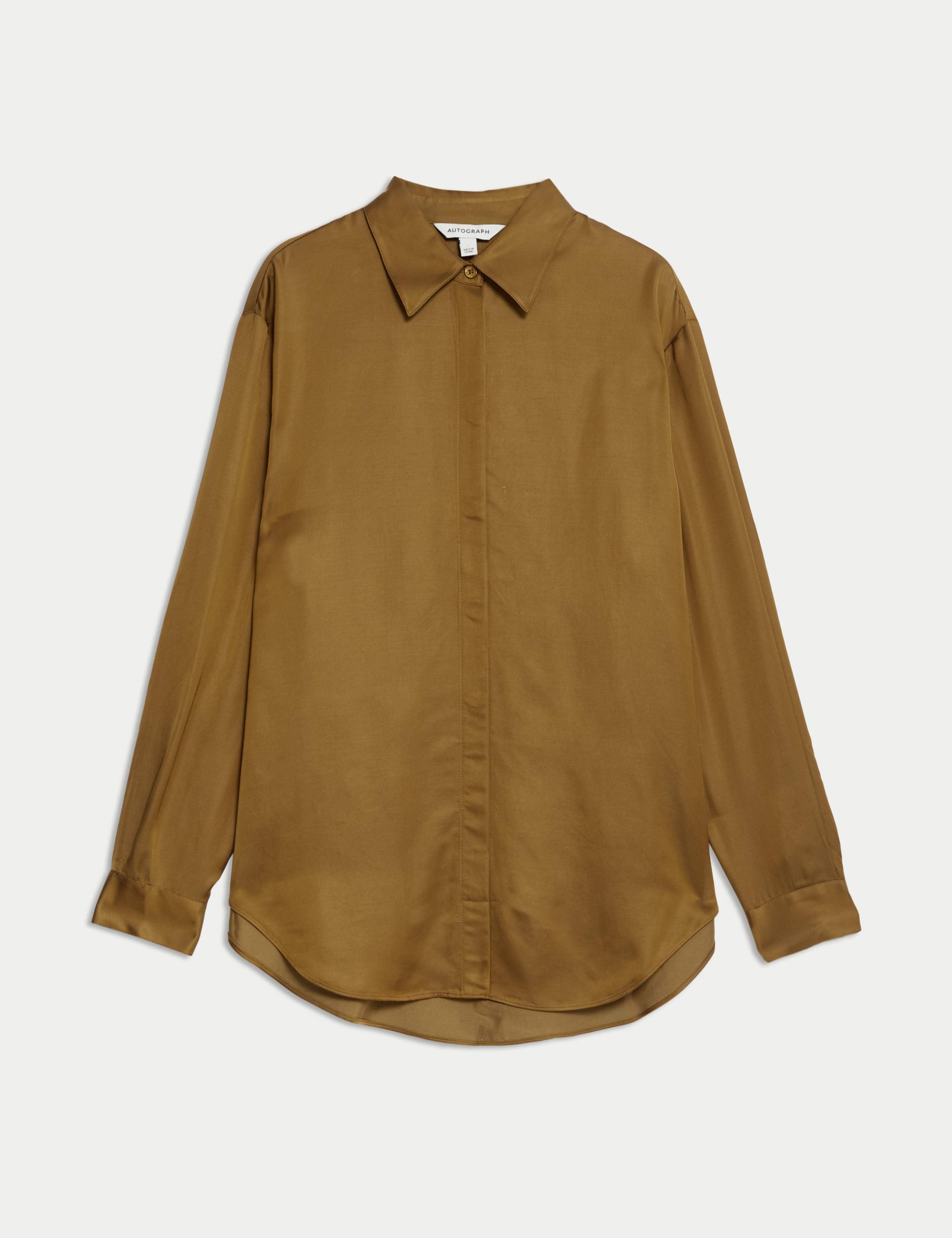 Modal Blend Satin Collared Relaxed Shirt 2 of 5