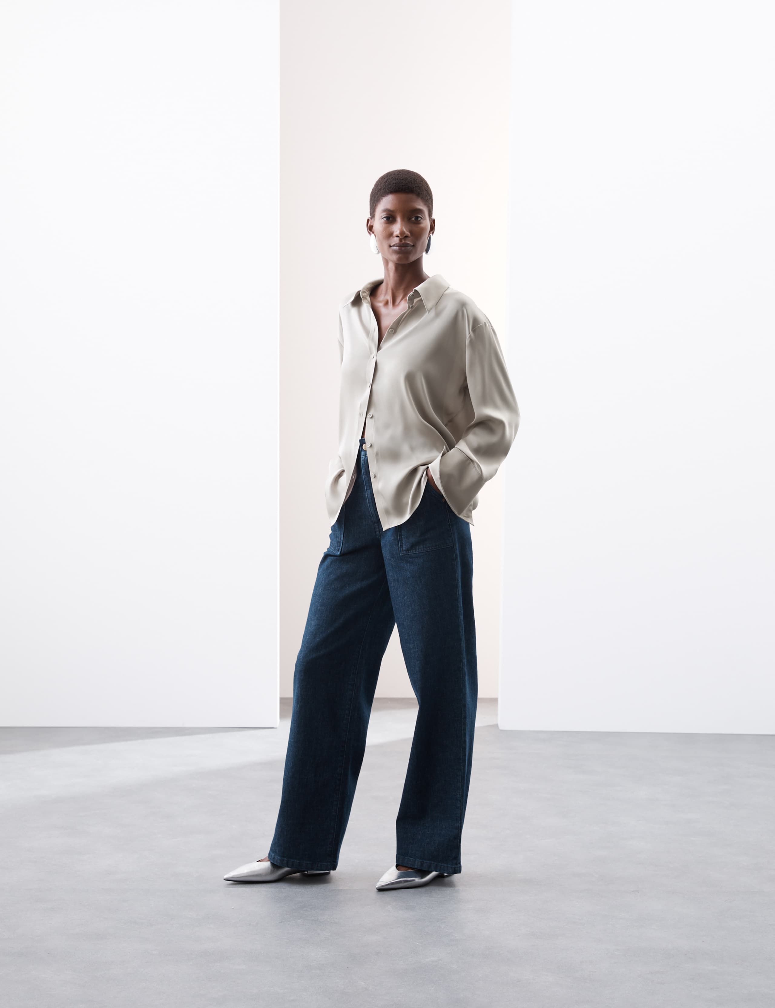Satin Collared Relaxed Shirt 5 of 7
