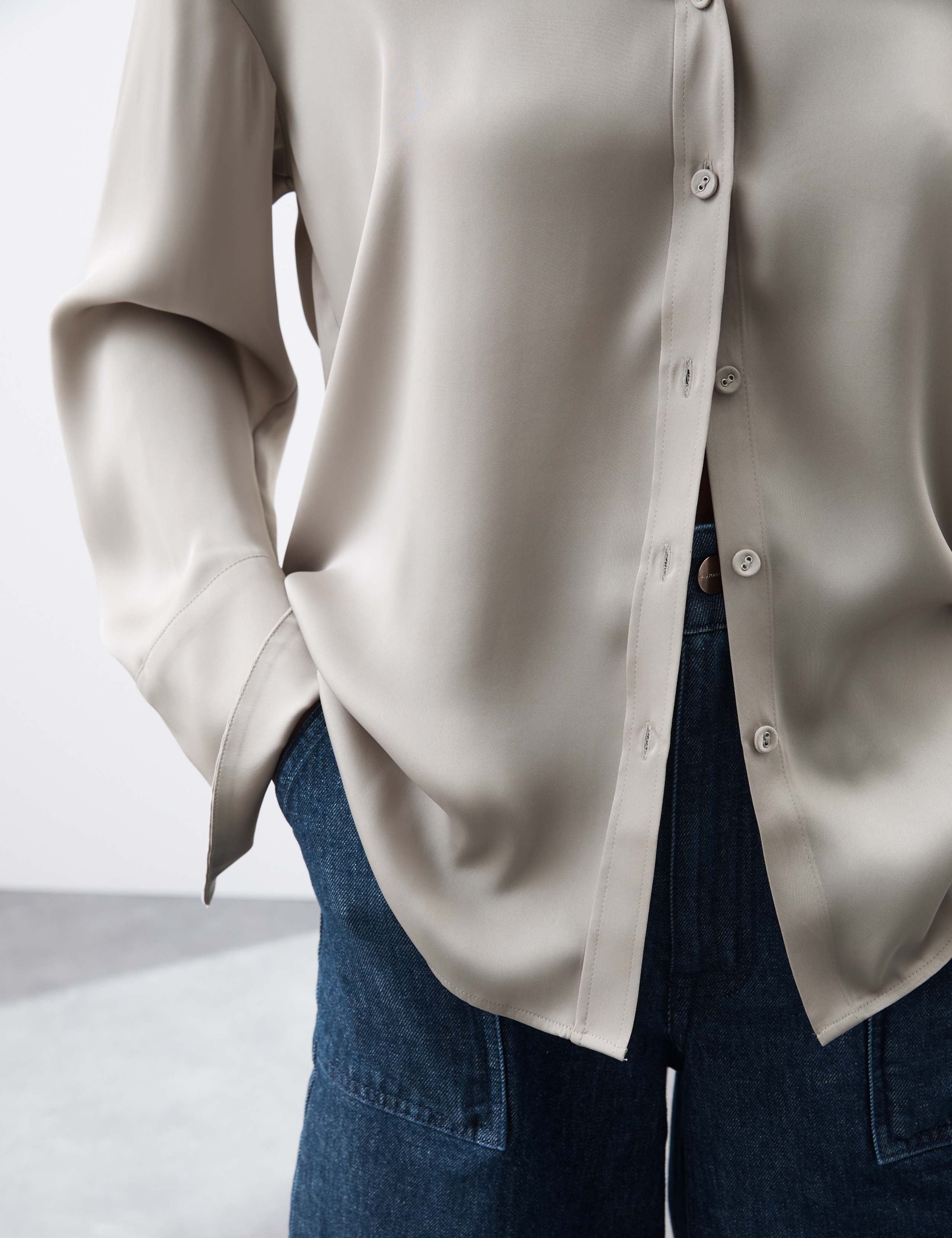 Satin Collared Relaxed Shirt 6 of 7