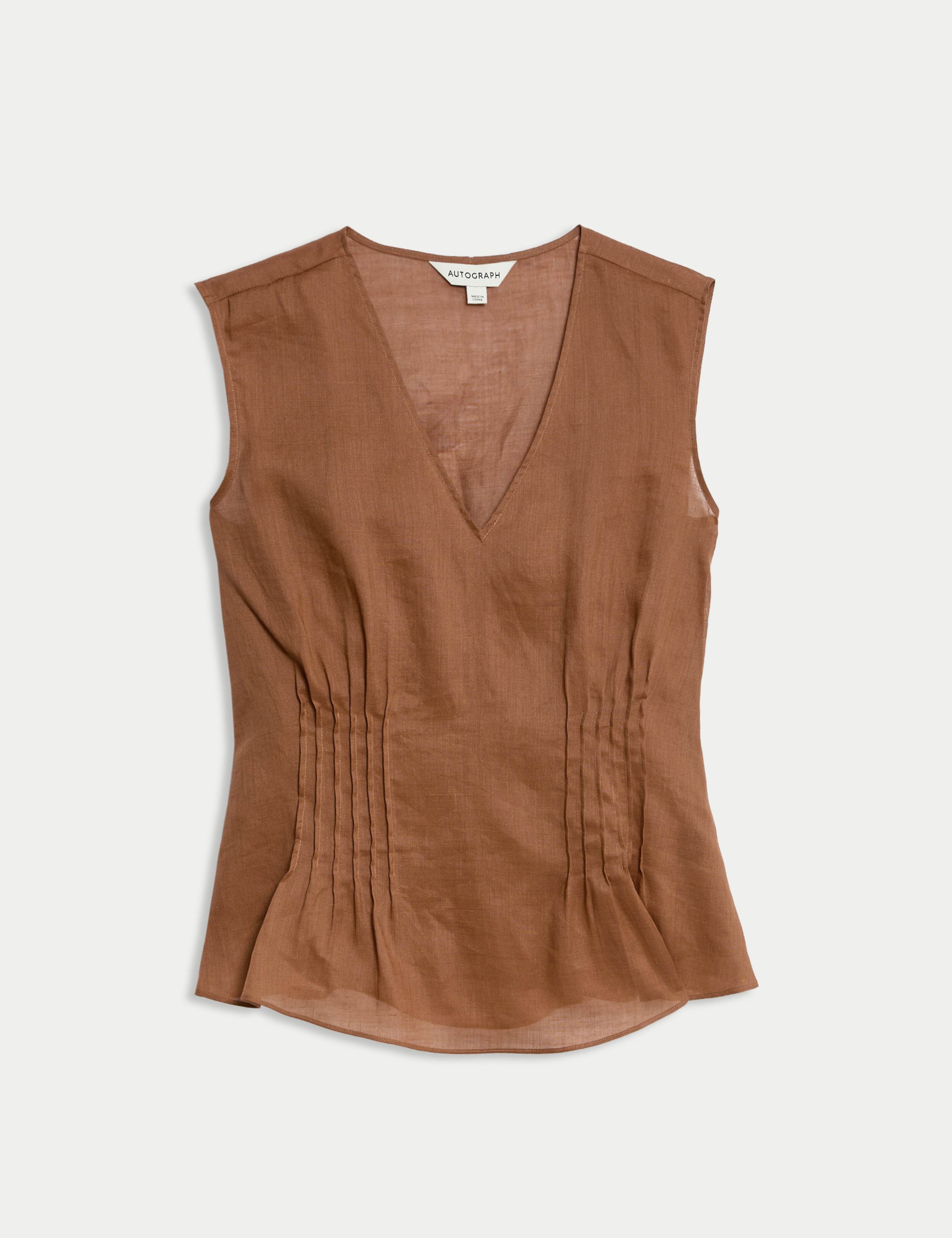 Pure Ramie V-Neck Pintuck Vest Top 2 of 5