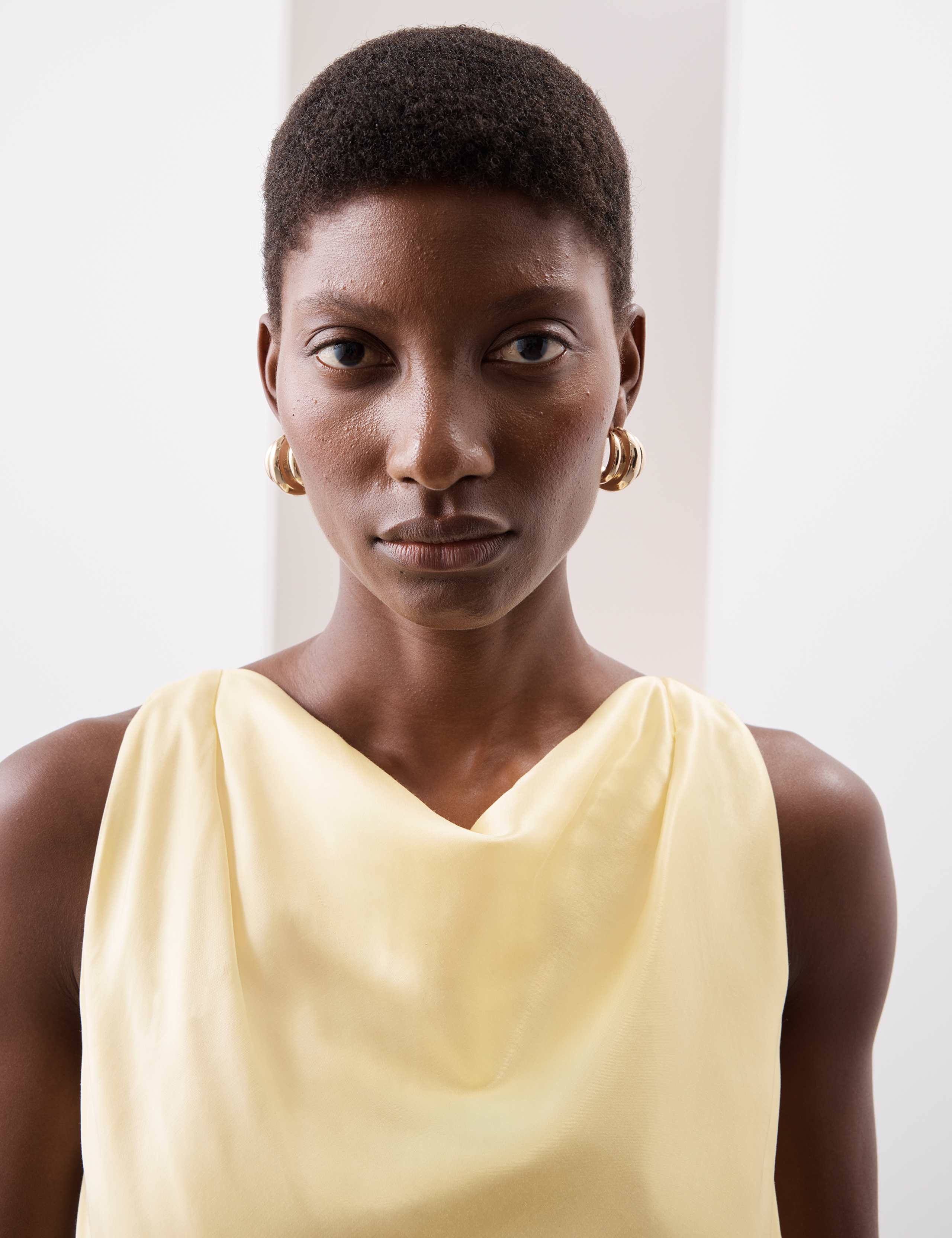 Cupro Rich Cowl Neck Asymmetric Draped Top 6 of 6