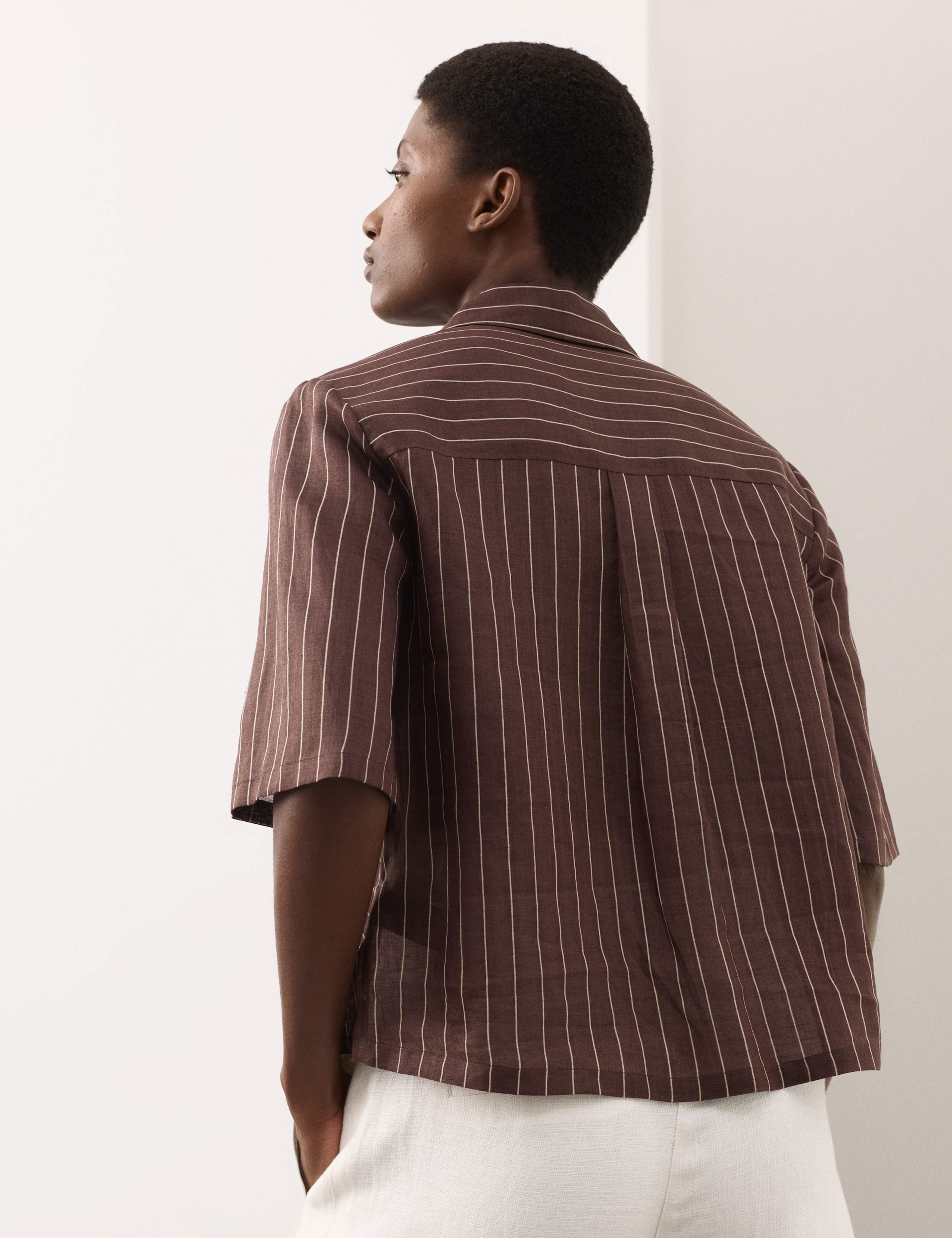 Pure Ramie Striped Pintuck Shirt 5 of 6