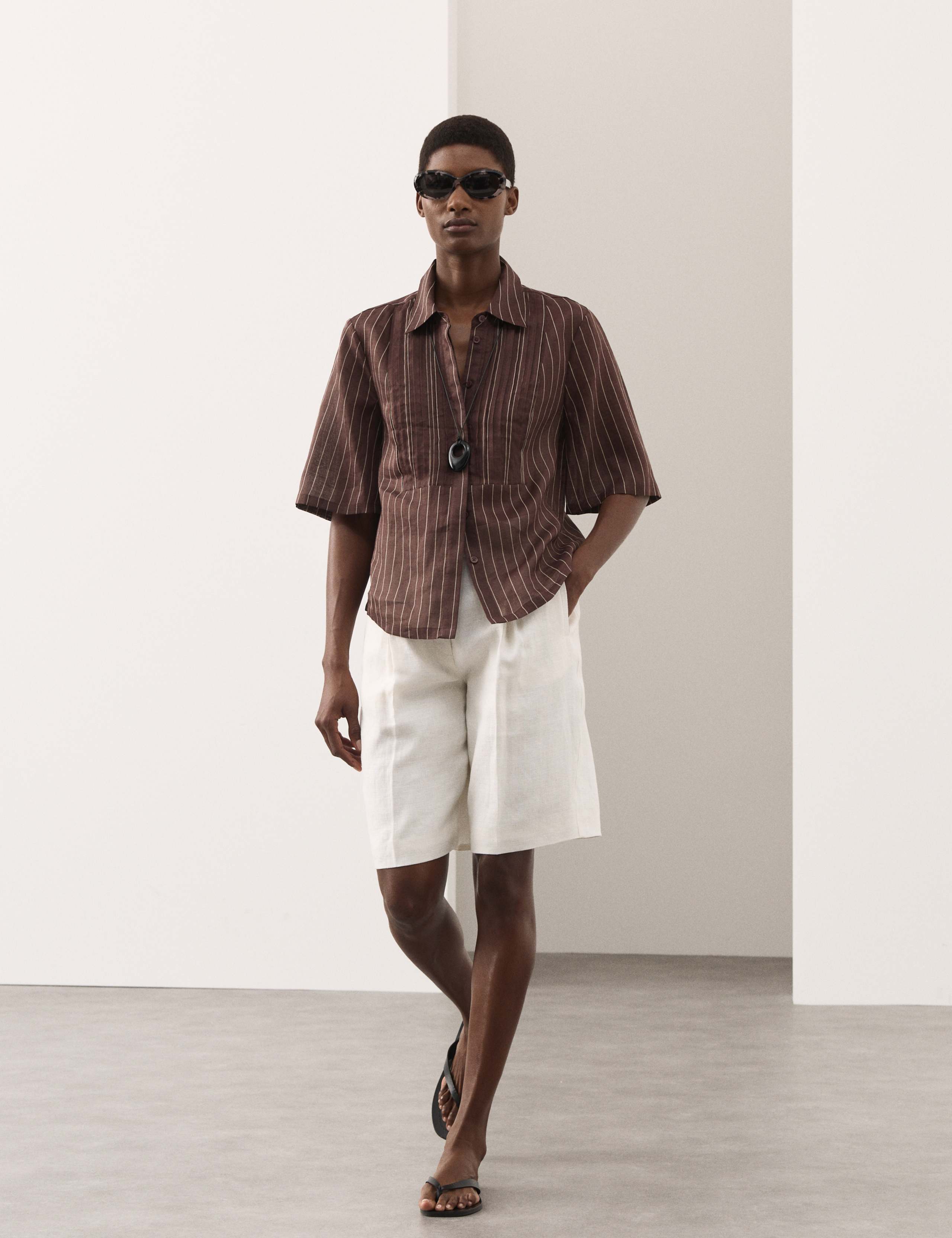 Pure Ramie Striped Pintuck Shirt 6 of 6