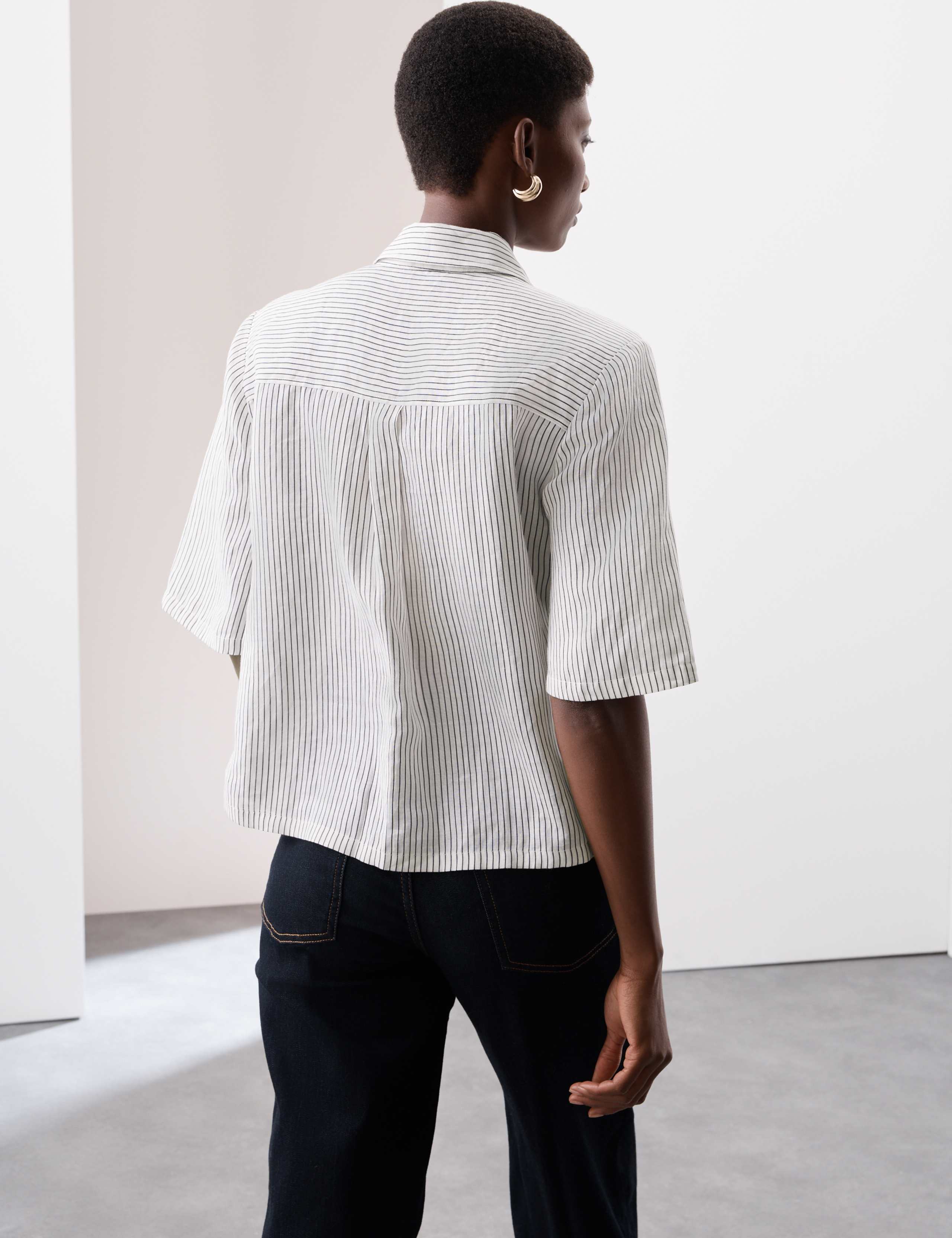 Pure Ramie Striped Pintuck Shirt 4 of 6